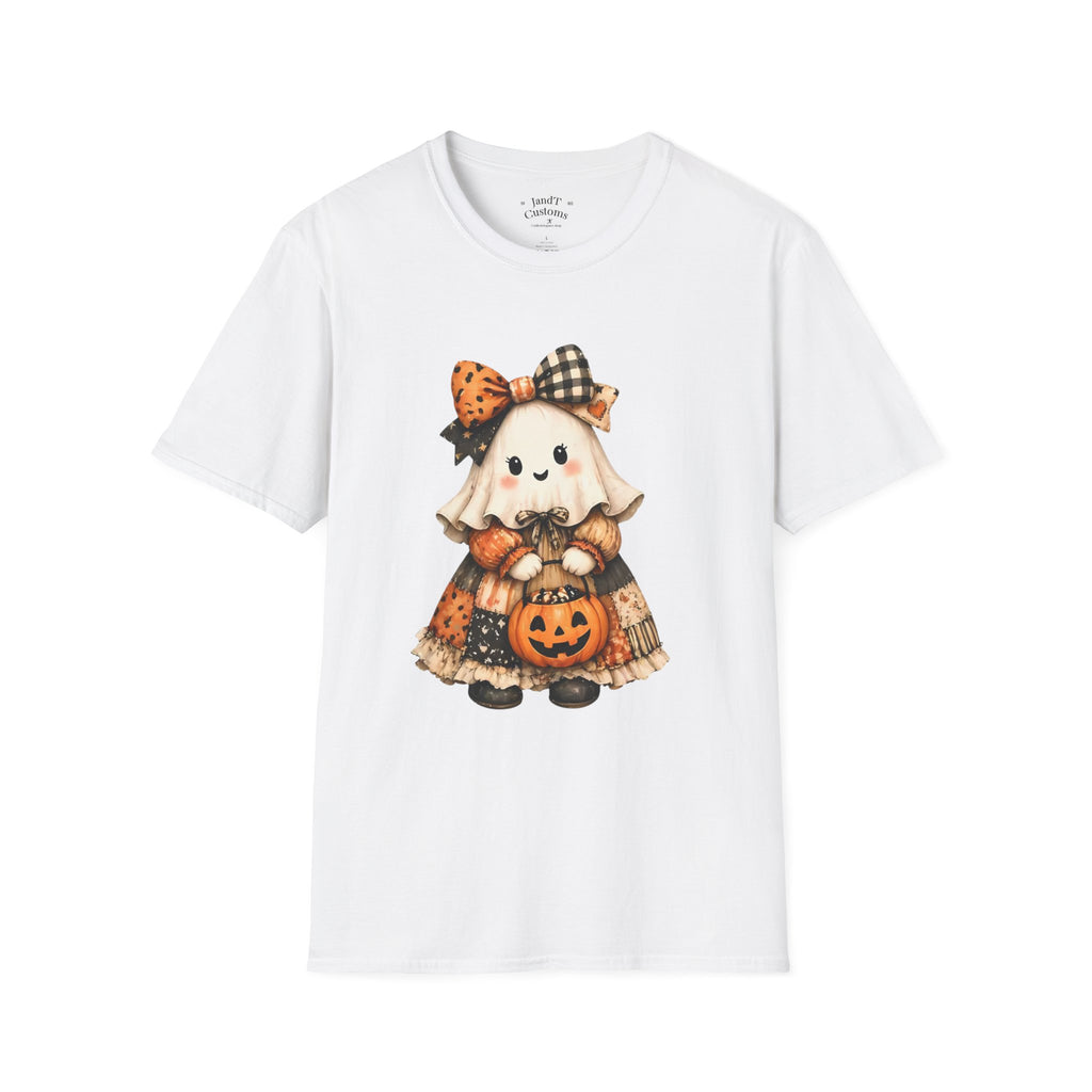 Halloween Ghost Girl T-Shirt — Cute Pumpkin Costume Fall Tee