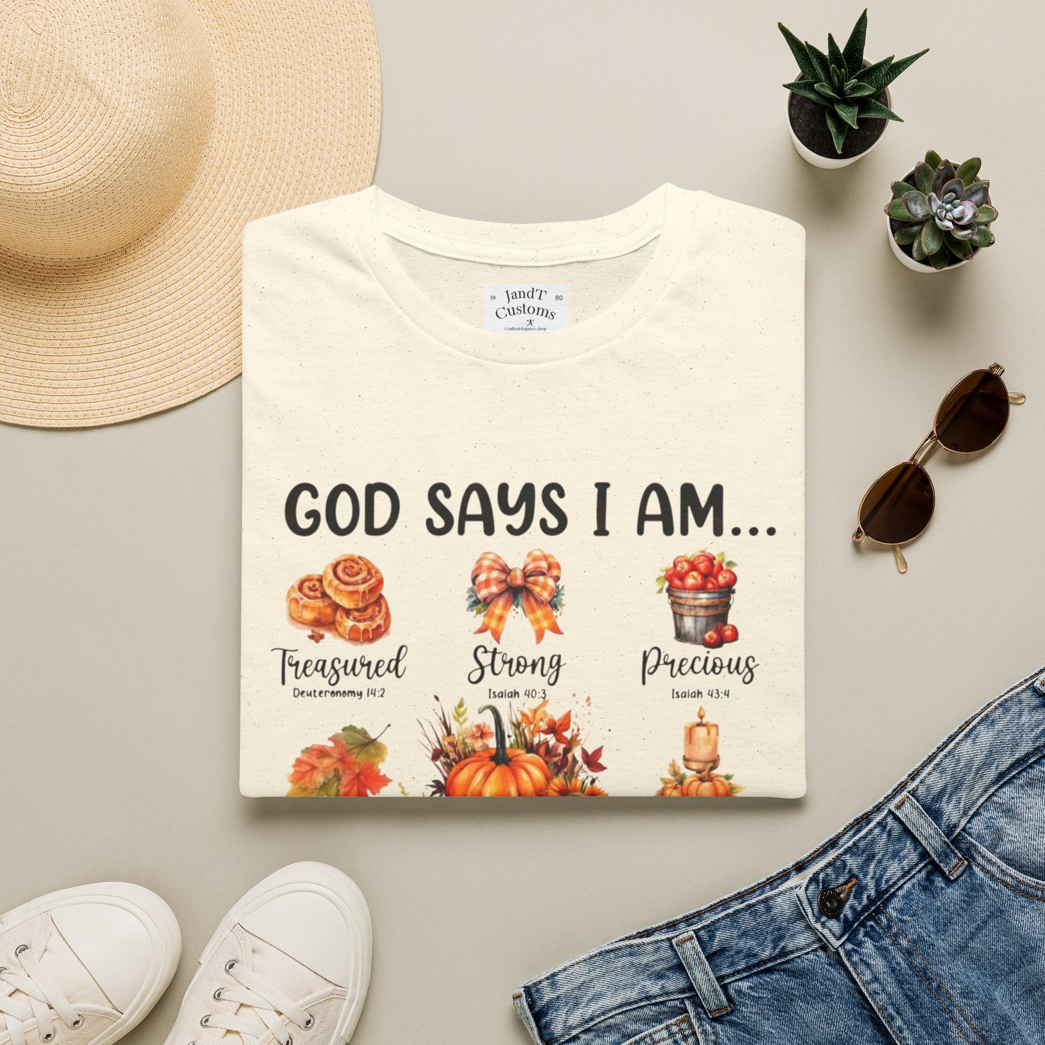 Faith-Based Fall T-Shirt — "God Says I Am" Thanksgiving Blessings Tee