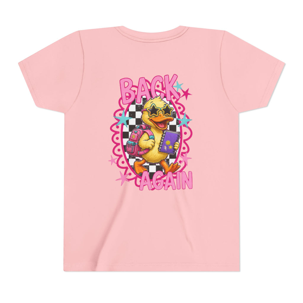 Back to School Youth Tee — "Back Again" Retro Duck Graphic