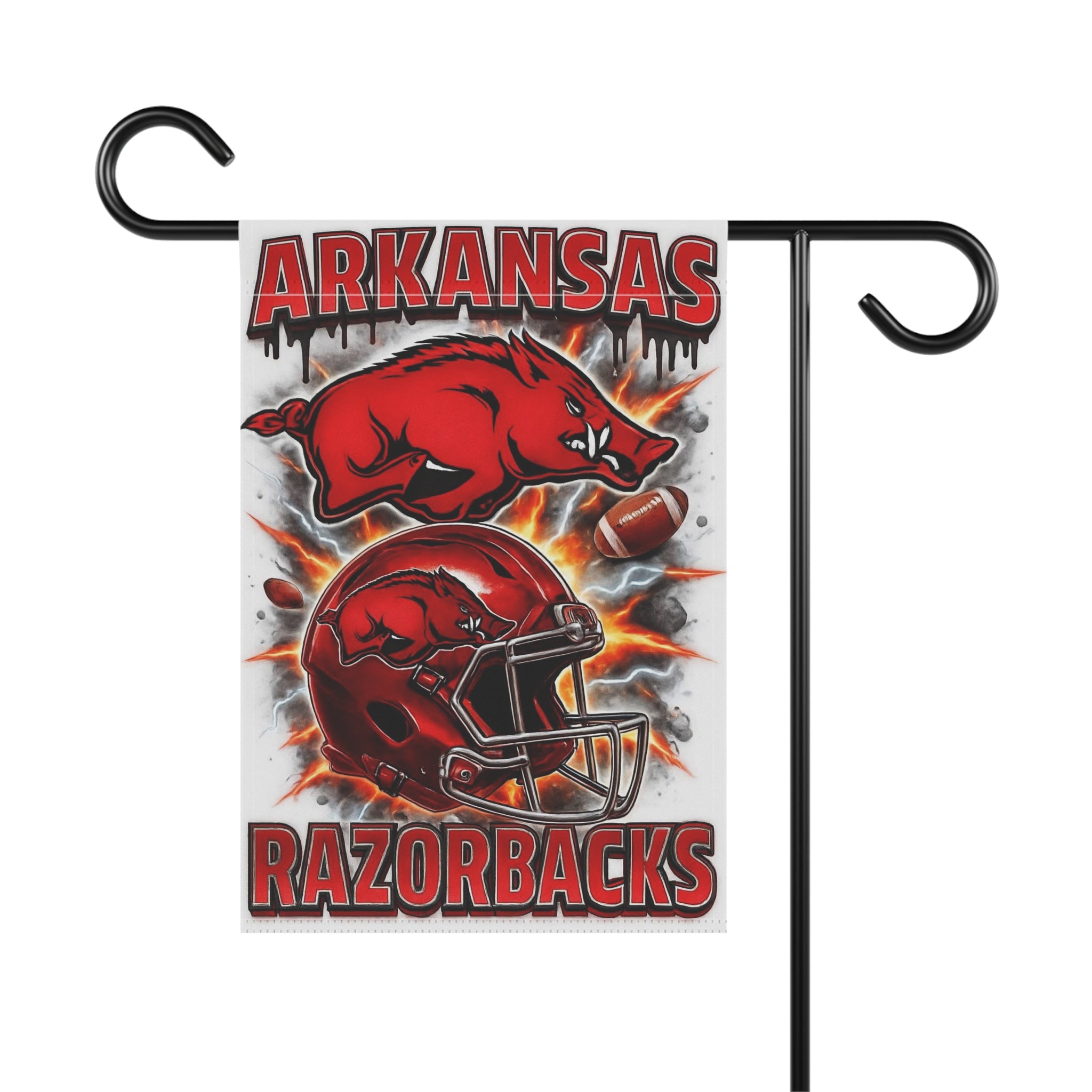 Arkansas Razorbacks Garden Flag — Football Helmet & Hog Yard Banner
