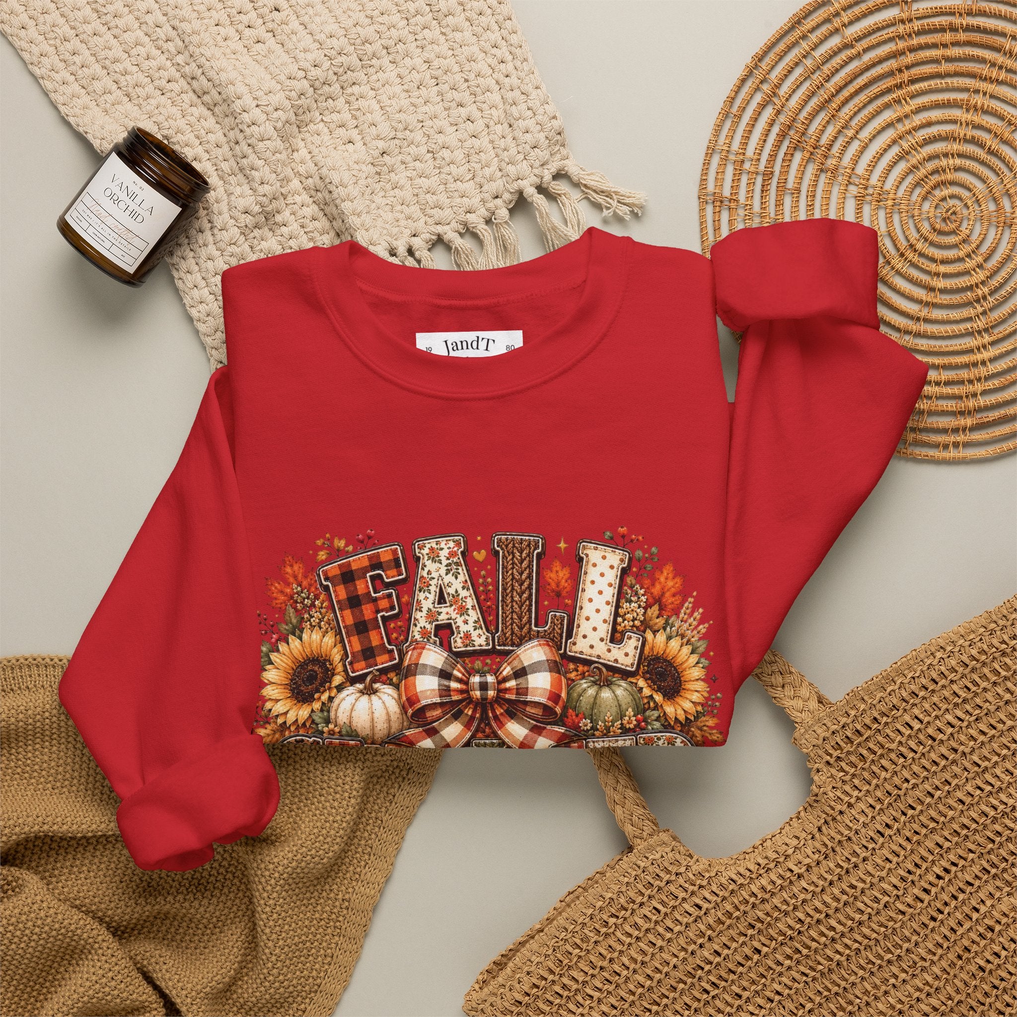 Fall Weather Together Crewneck Sweatshirt — Cozy Autumn Pumpkin & Sunflower Design