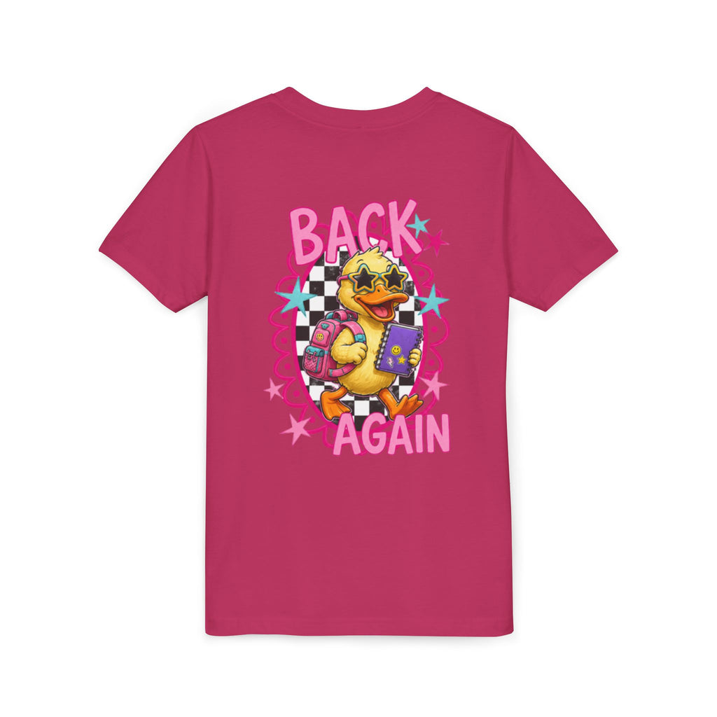 Back to School Youth Tee — "Back Again" Retro Duck Graphic