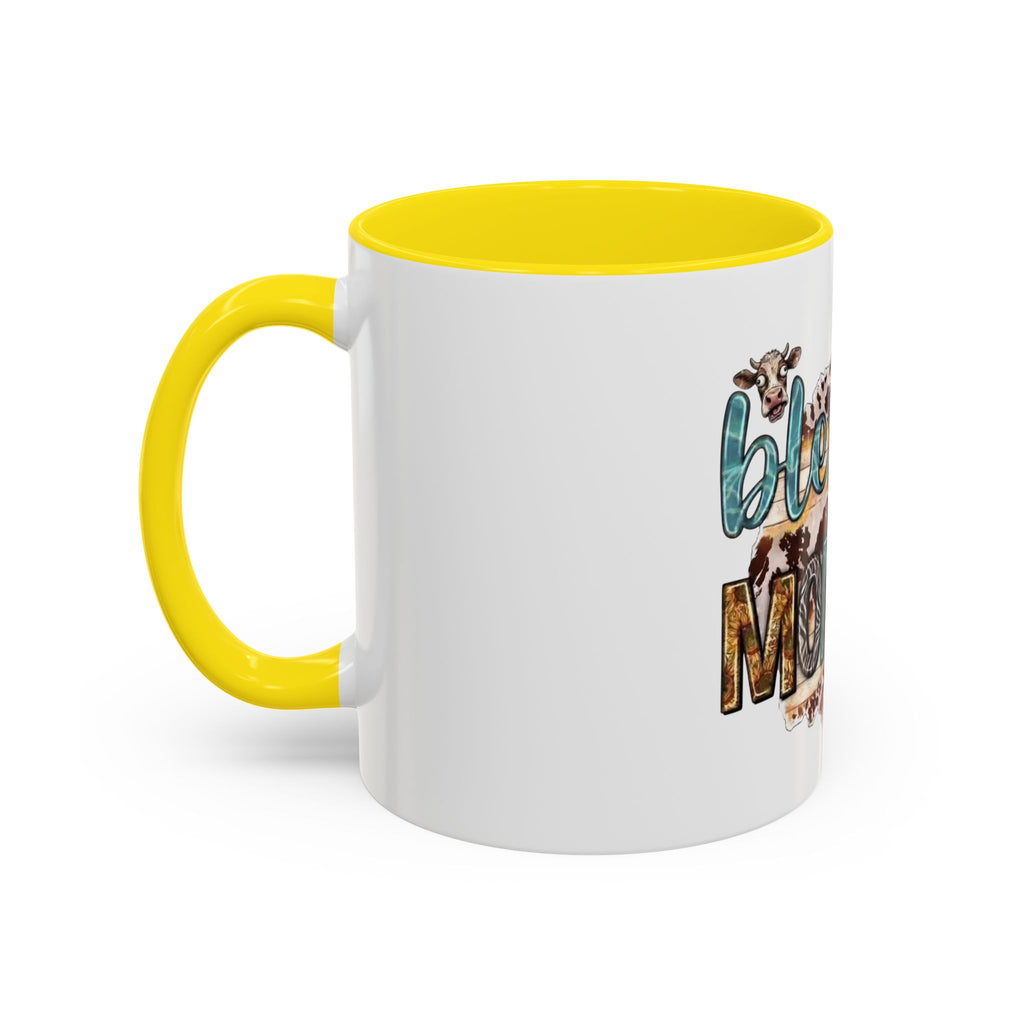 Blessed Mommy Accent Coffee Mug — Floral Sunflower Rustic 'Blessed Mommy' Tea & Coffee Cup (11oz, 15oz)