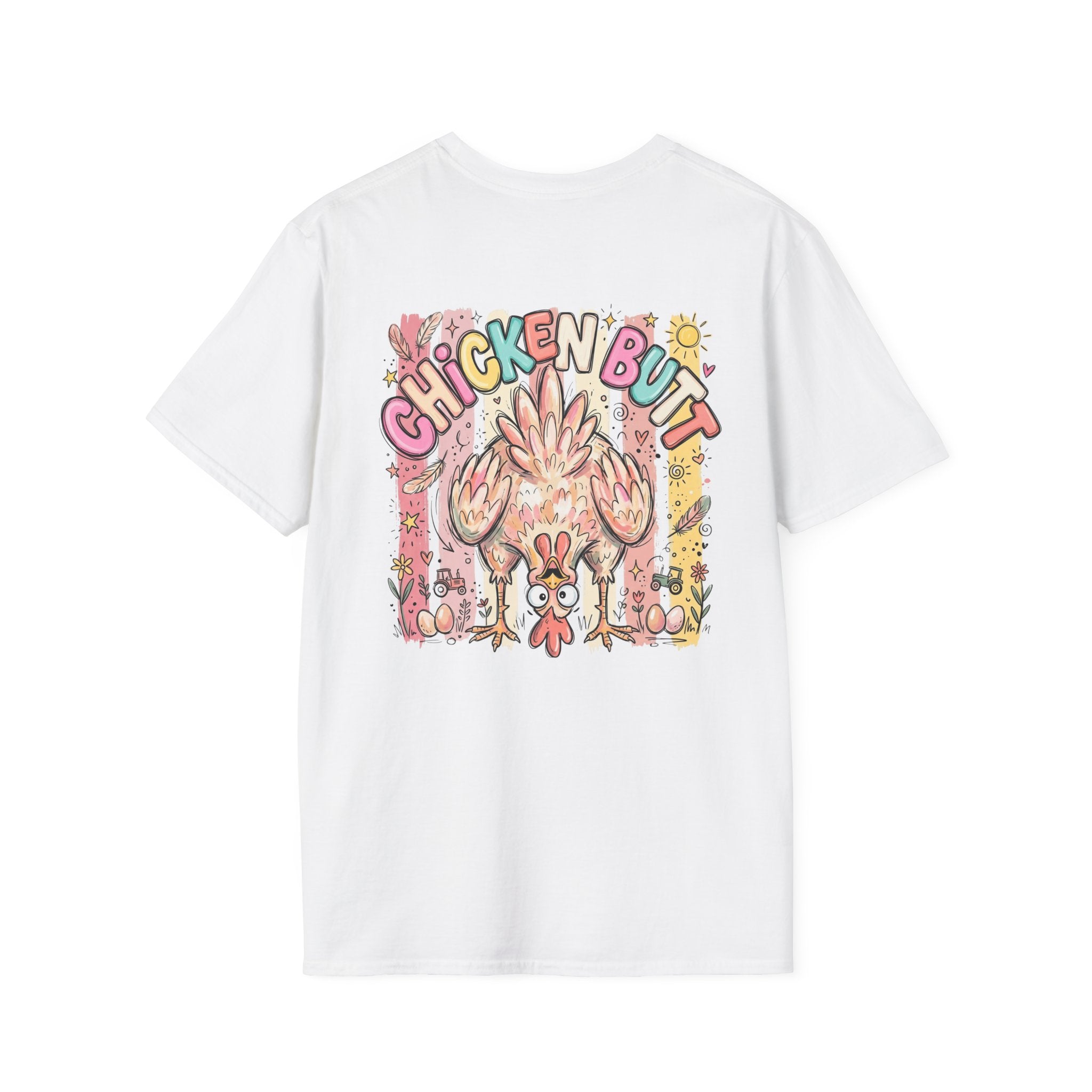Guess What? Colorful Rooster Graphic T-Shirt — Playful Farm Animal Tee