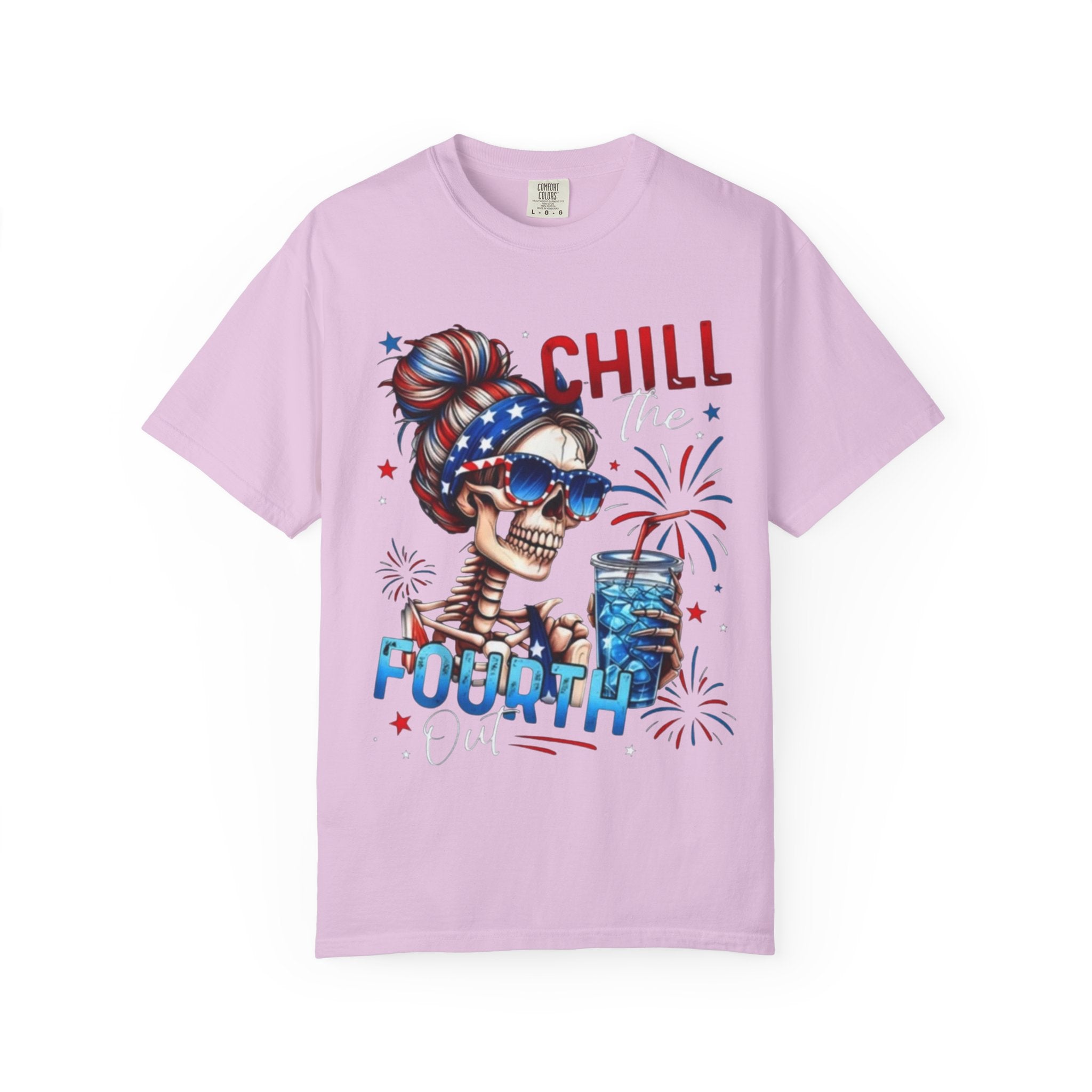Fourth of July Graphic T-Shirt — "Chill the Fourth" Patriotic Skull & "Land of the Free" Back Print