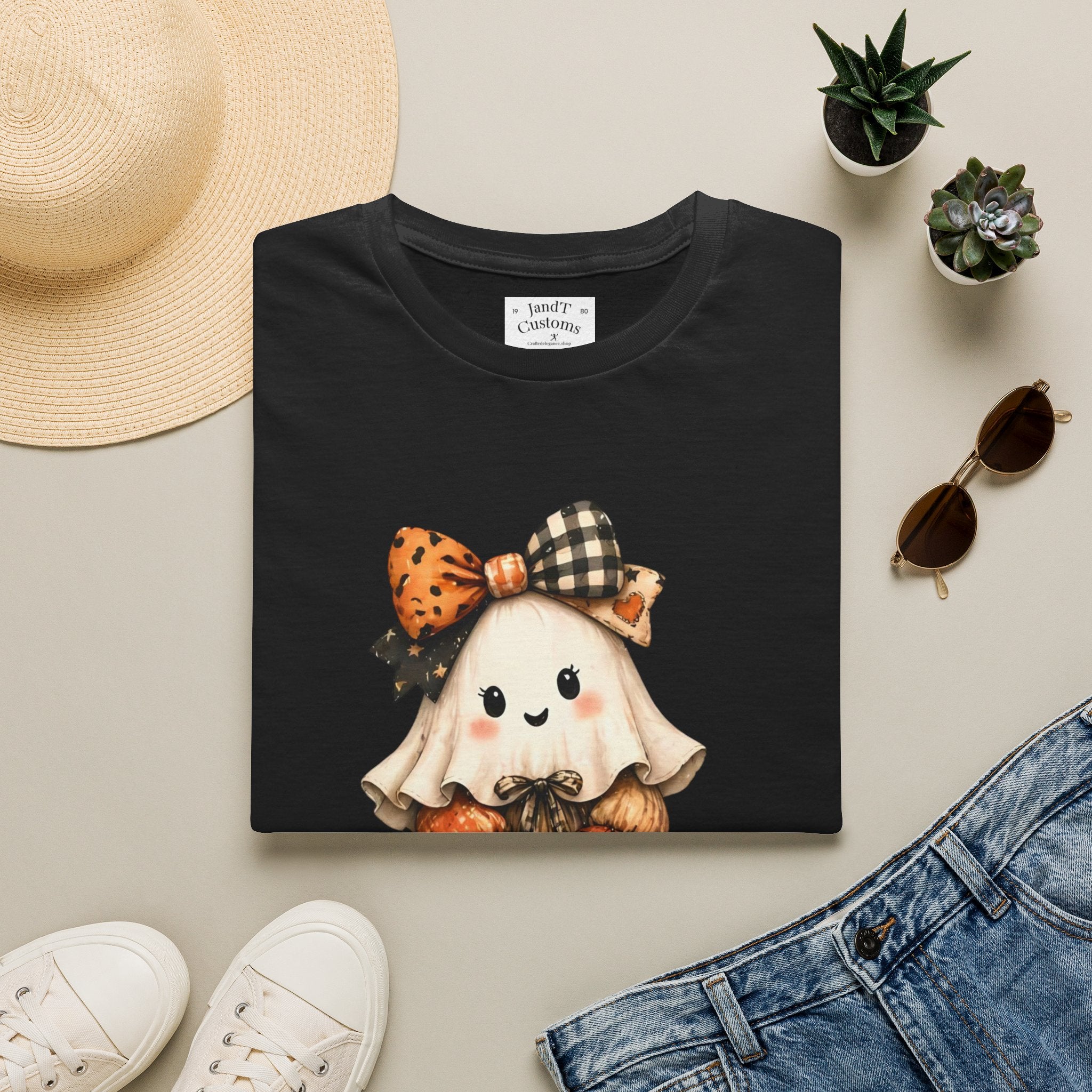Halloween Ghost Girl T-Shirt — Cute Pumpkin Costume Fall Tee