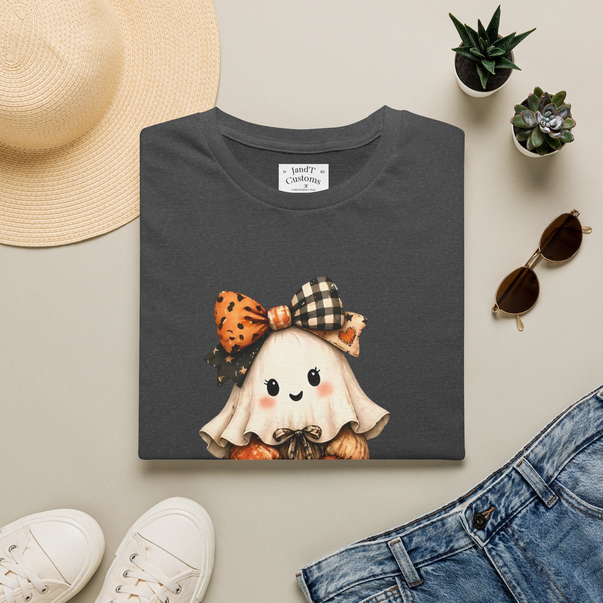 Halloween Ghost Girl T-Shirt — Cute Pumpkin Costume Fall Tee