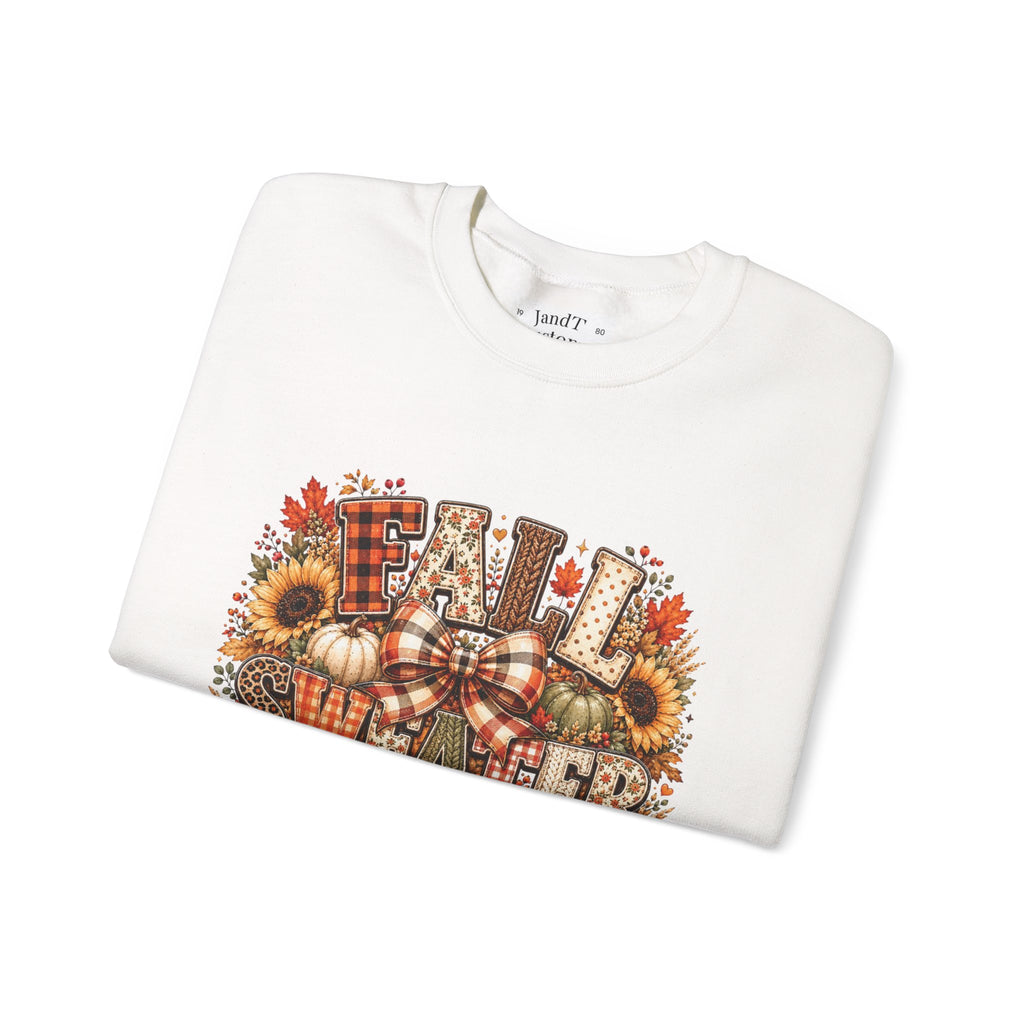 Fall Weather Together Crewneck Sweatshirt — Cozy Autumn Pumpkin & Sunflower Design