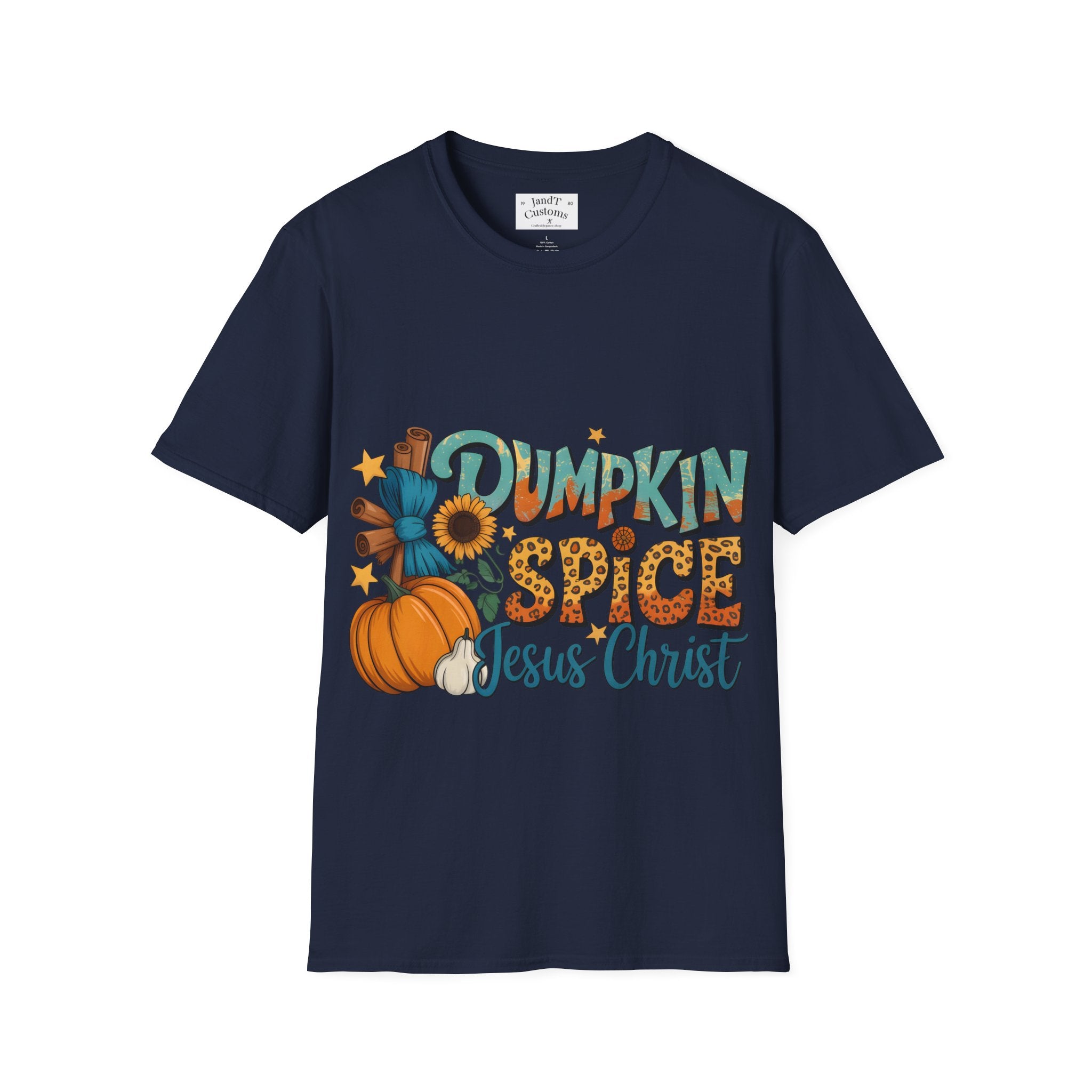 Pumpkin Spice Jesus Christ T-Shirt — Fall Pumpkin & Sunflower Graphic Tee