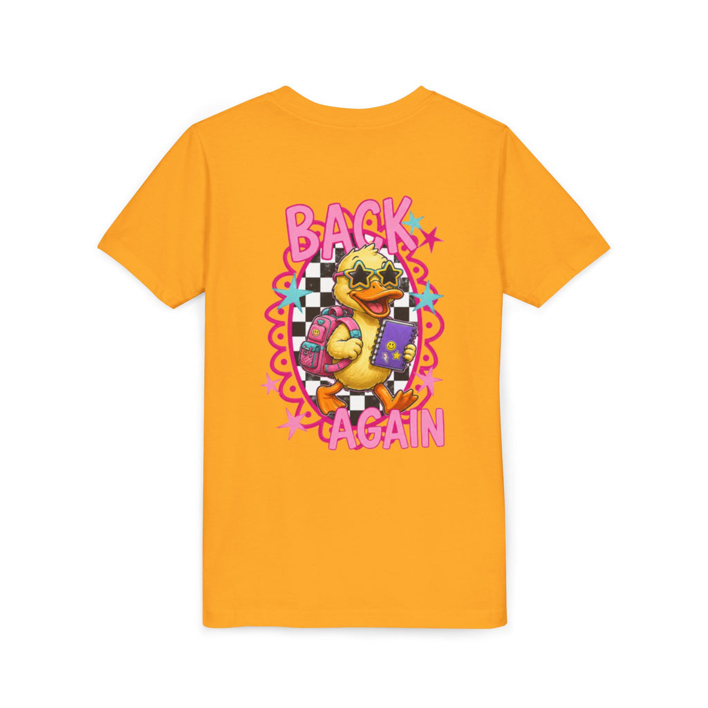Back to School Youth Tee — "Back Again" Retro Duck Graphic