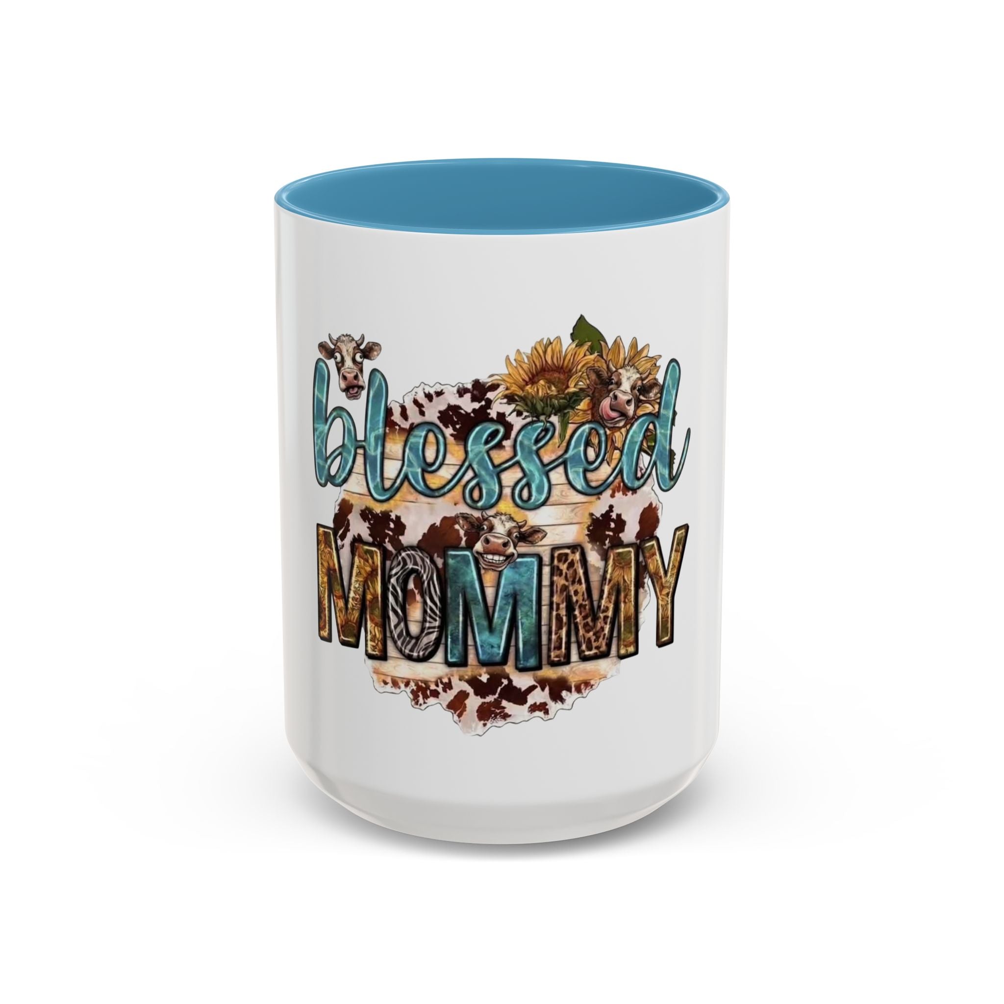 Blessed Mommy Accent Coffee Mug — Floral Sunflower Rustic 'Blessed Mommy' Tea & Coffee Cup (11oz, 15oz)
