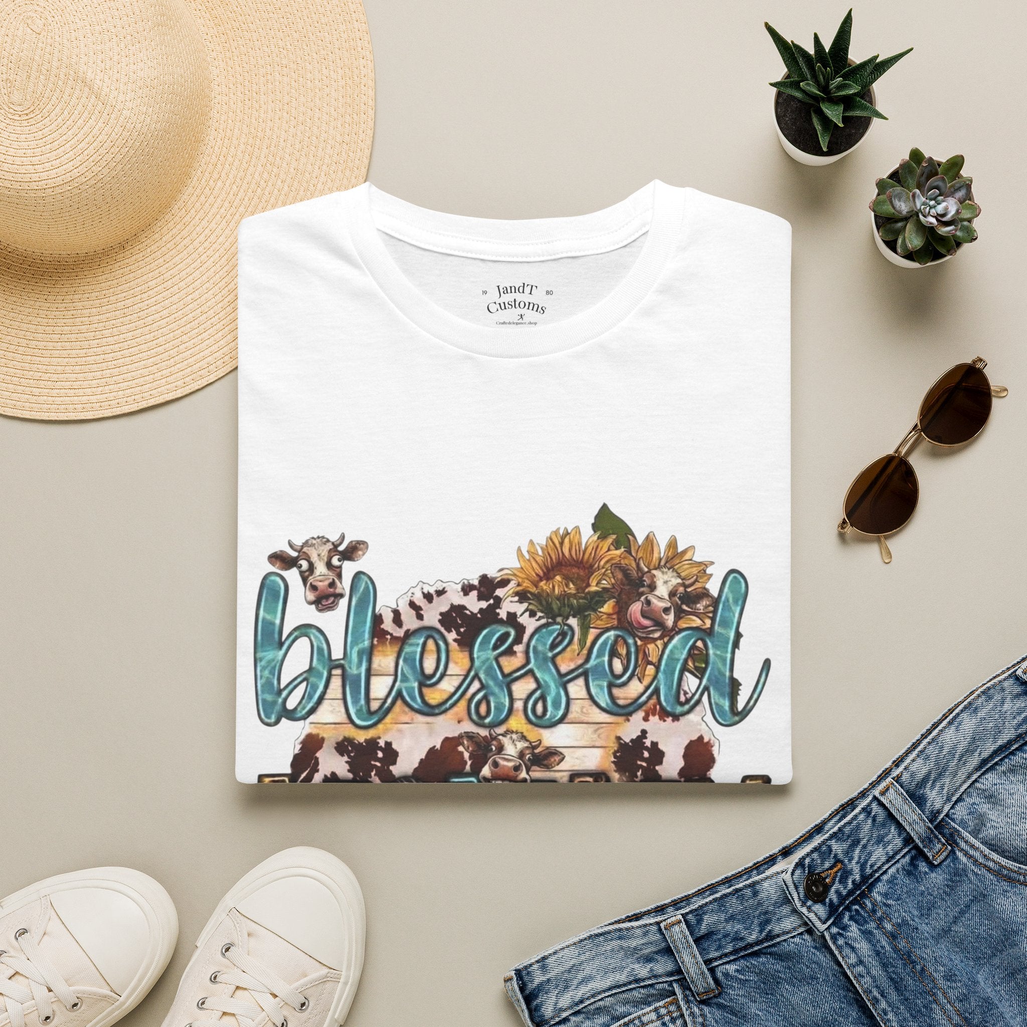 Blessed Mommy T‑Shirt — Floral Cowprint Mom Tee