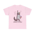 Raccoon 'Feral & Free' Tee — Patriotic 4th of July Cotton T-Shirt