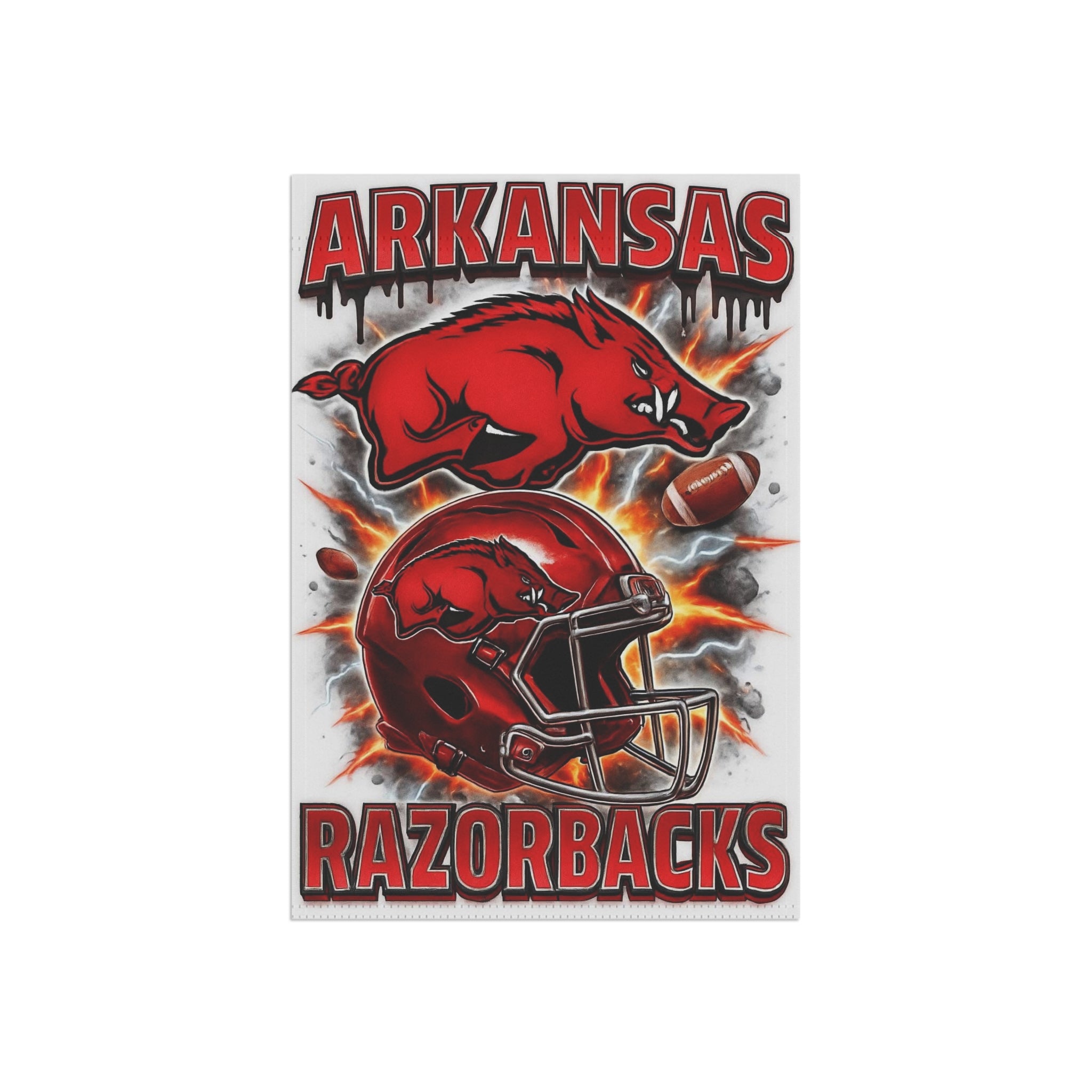 Arkansas Razorbacks Garden Flag — Football Helmet & Hog Yard Banner
