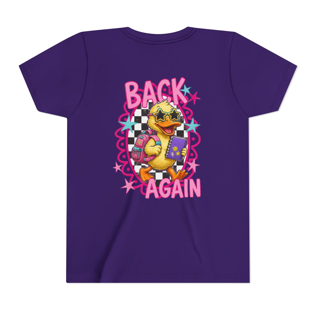 Back to School Youth Tee — "Back Again" Retro Duck Graphic