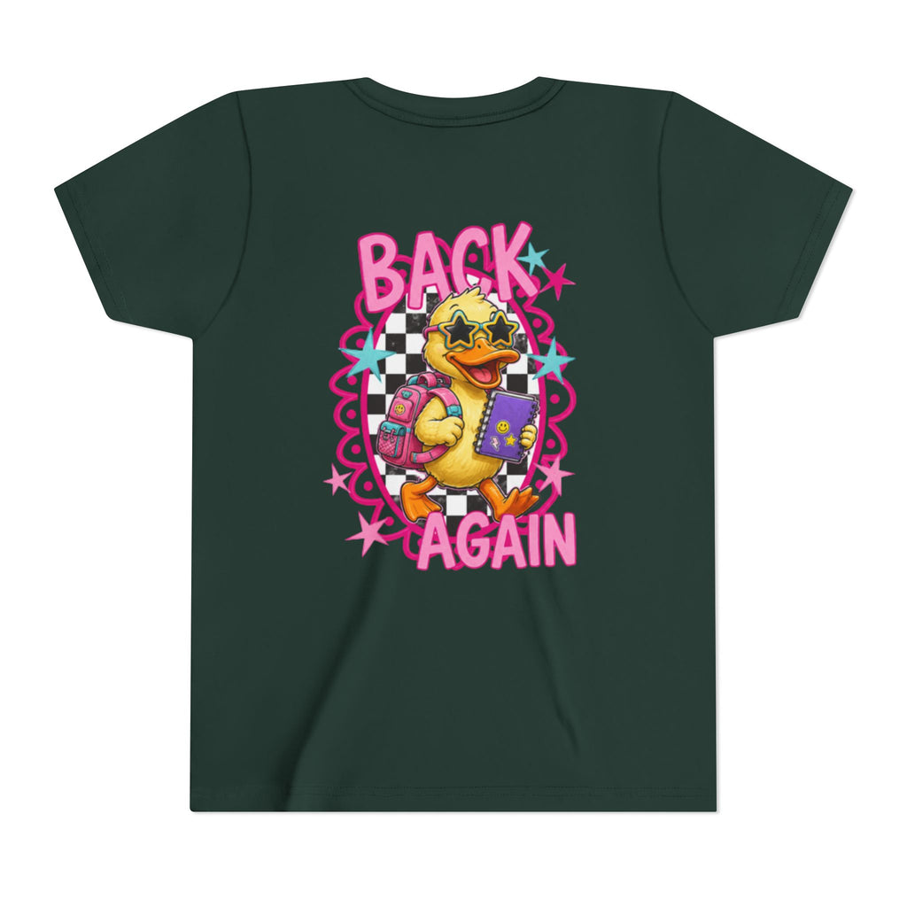 Back to School Youth Tee — "Back Again" Retro Duck Graphic