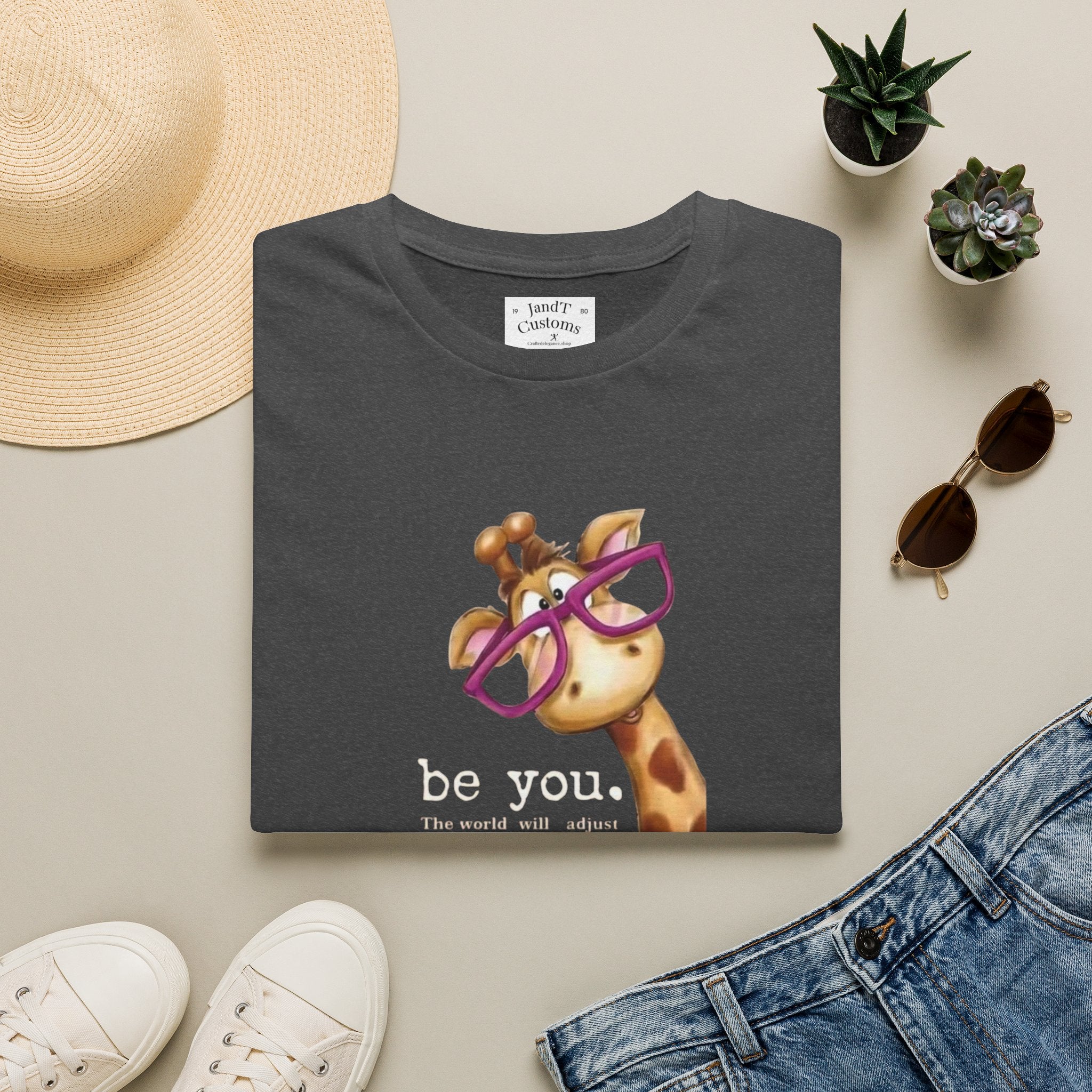 Giraffe with Pink Glasses T-Shirt