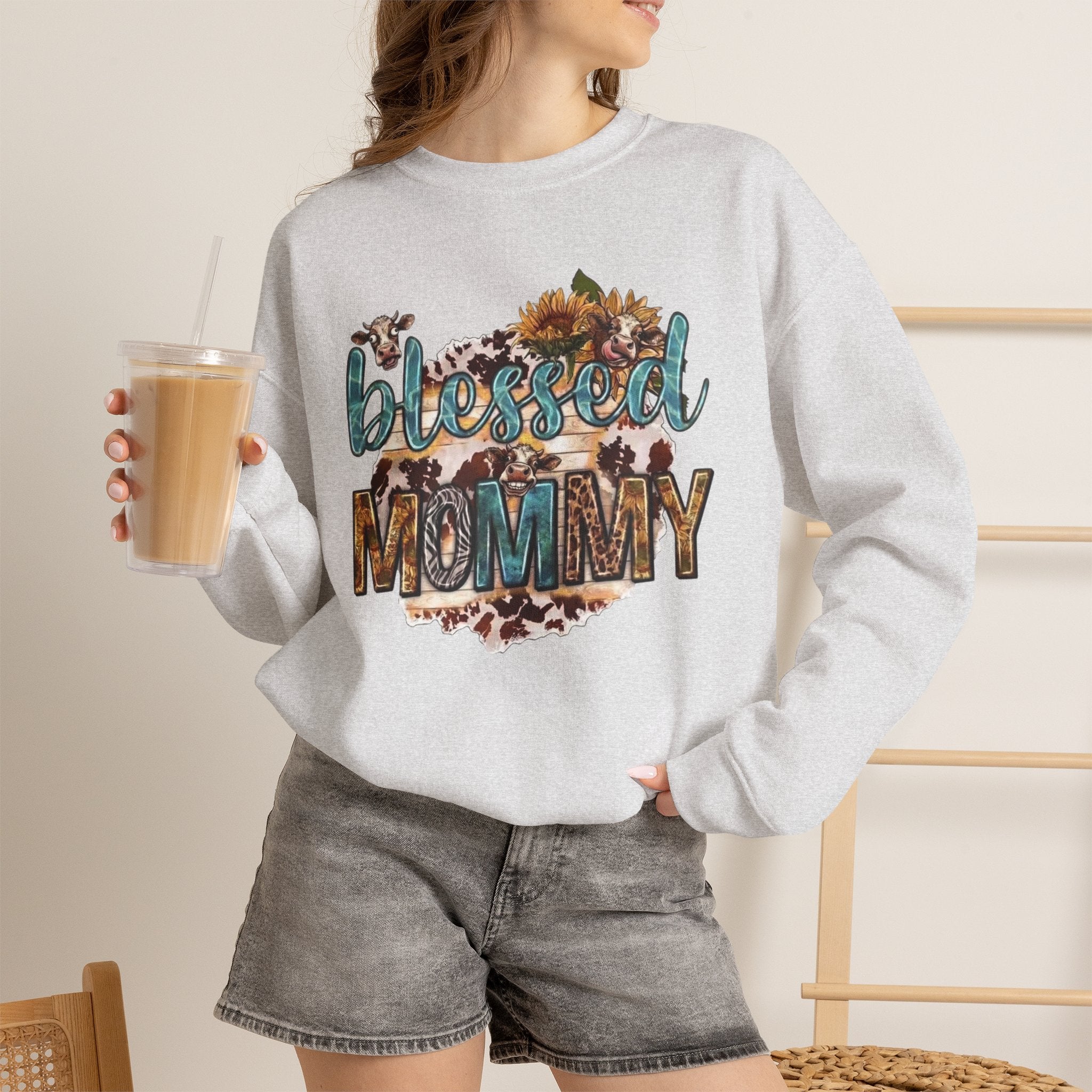 Blessed Mommy Sweatshirt — Floral Leopard Mama Pullover
