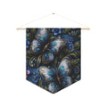 Blue Butterfly Floral Pennant Wall Hanging — Decorative Botanical Banner