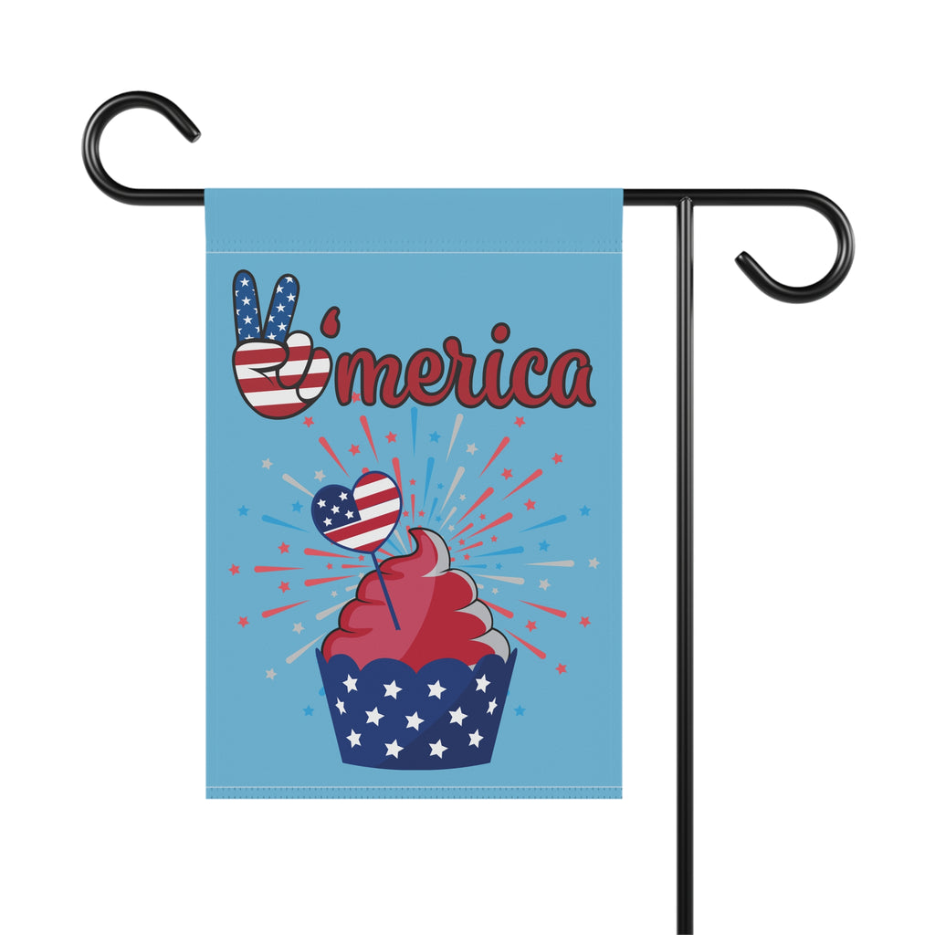 'Merica Cupcake Garden Flag - Patriotic 4th of July House Banner