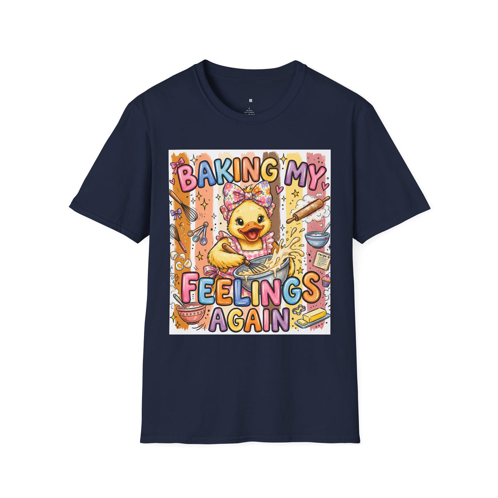 Baking My Feelings Again Cute Duck Baking Graphic Tee