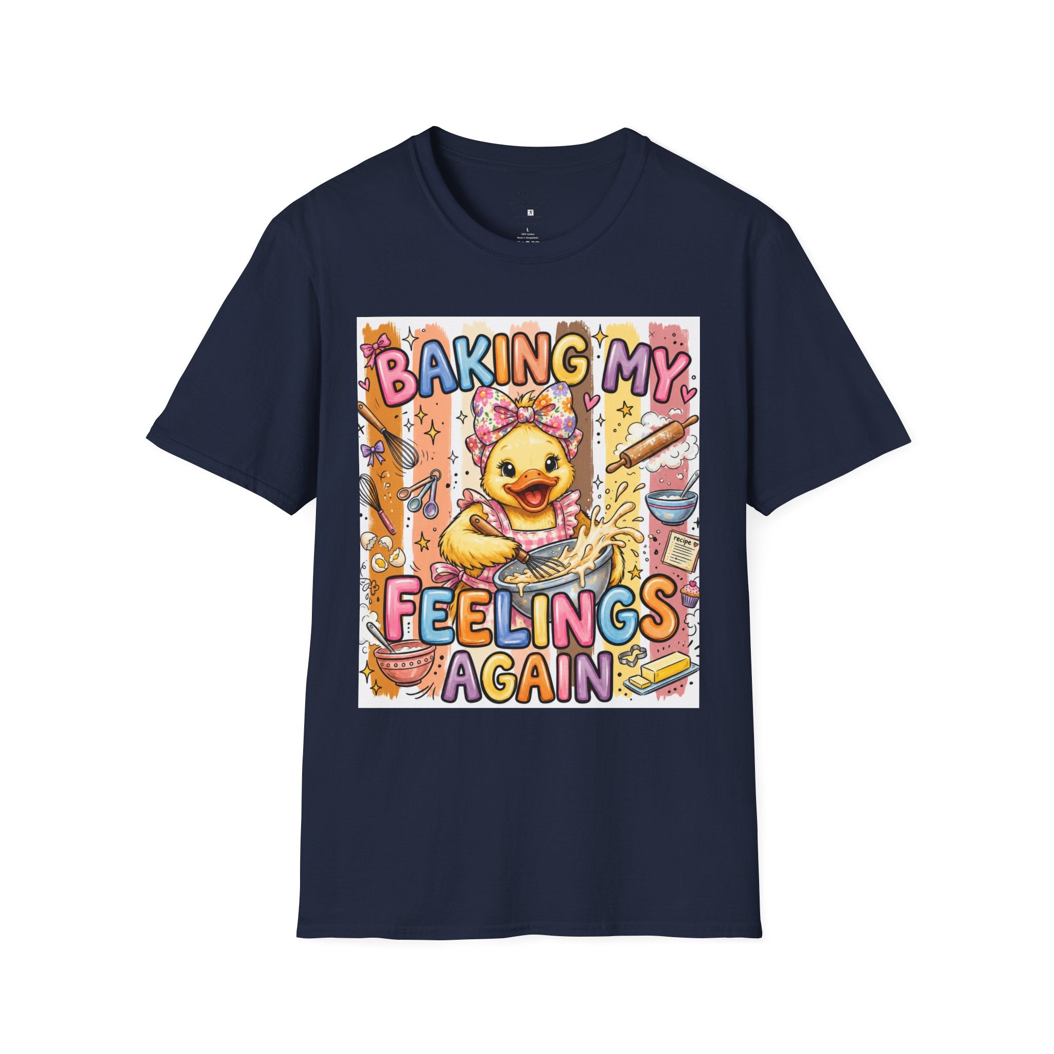 Baking My Feelings Again Cute Duck Baking Graphic Tee