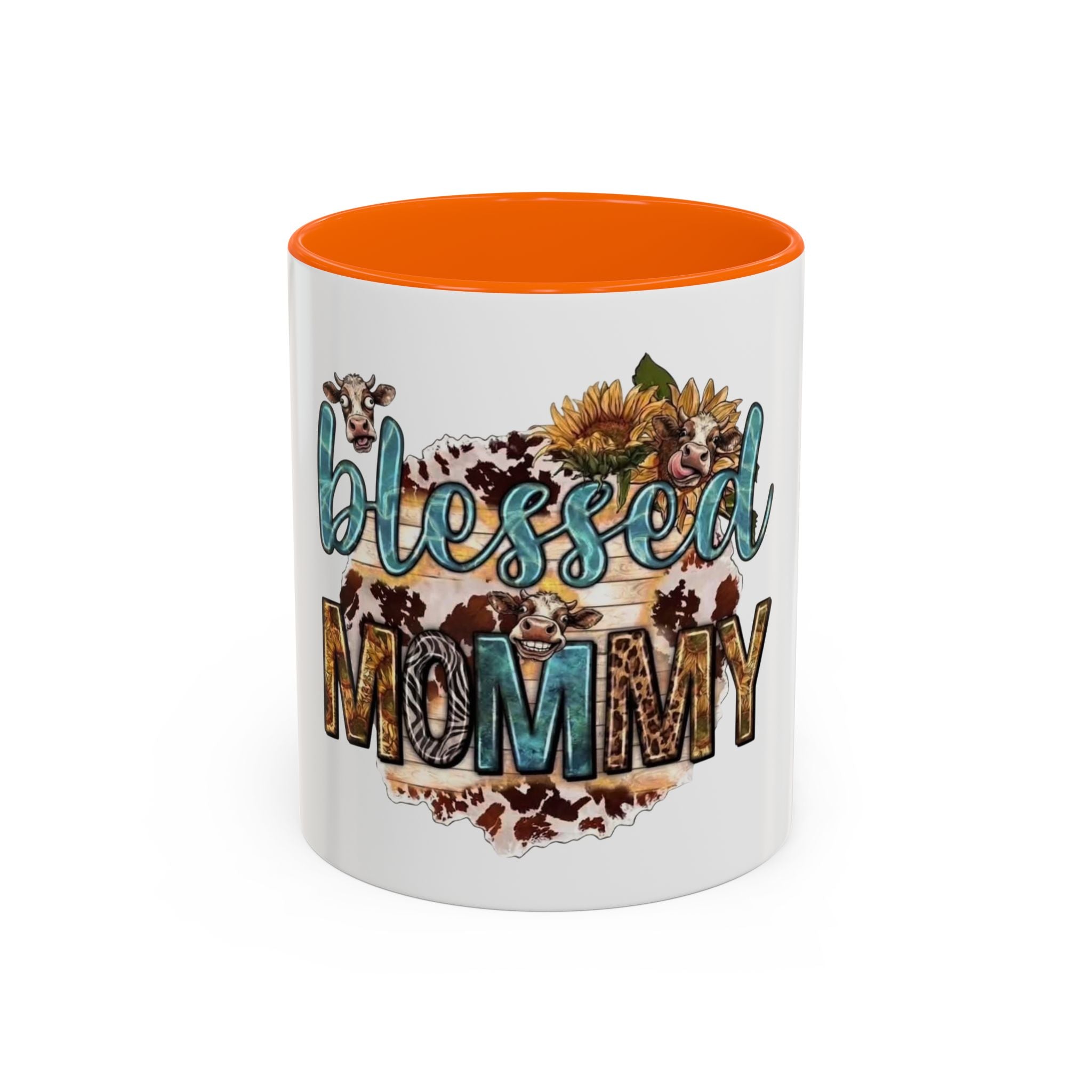 Blessed Mommy Accent Coffee Mug — Floral Sunflower Rustic 'Blessed Mommy' Tea & Coffee Cup (11oz, 15oz)
