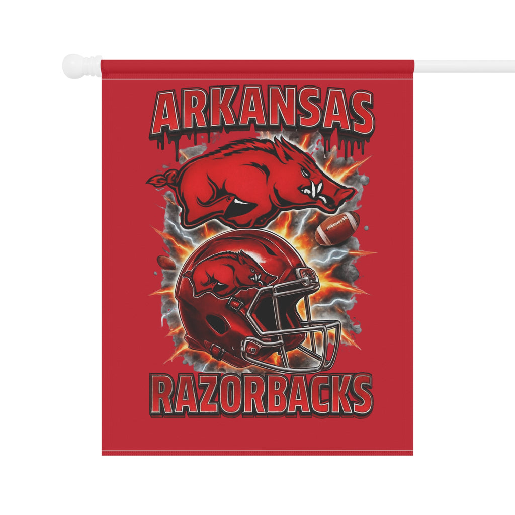 Arkansas Razorbacks Garden Flag — Football Helmet & Hog Yard Banner