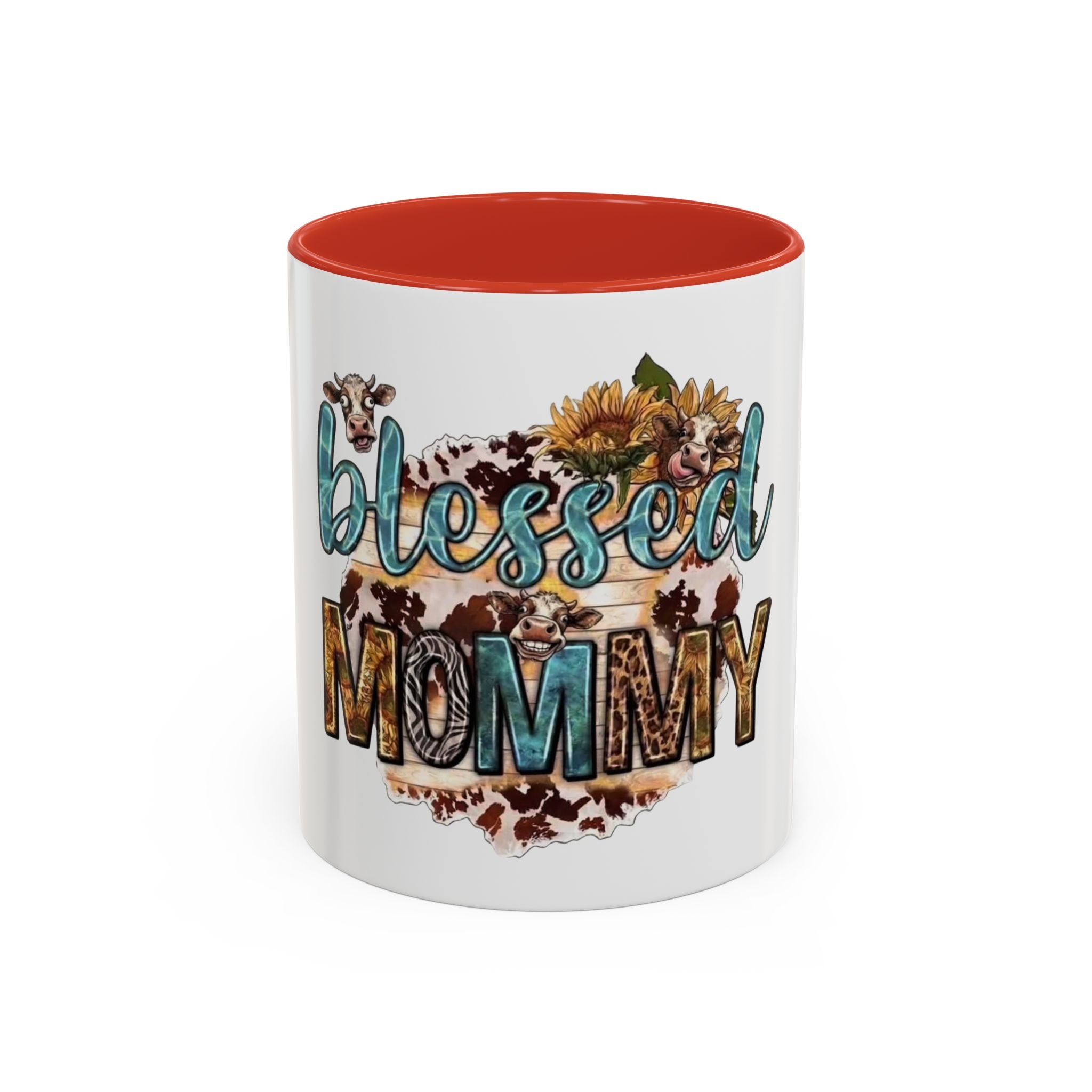 Blessed Mommy Accent Coffee Mug — Floral Sunflower Rustic 'Blessed Mommy' Tea & Coffee Cup (11oz, 15oz)