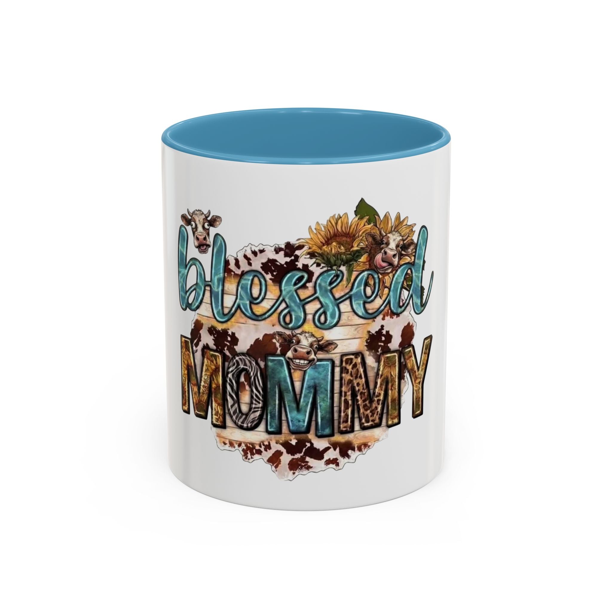 Blessed Mommy Accent Coffee Mug — Floral Sunflower Rustic 'Blessed Mommy' Tea & Coffee Cup (11oz, 15oz)