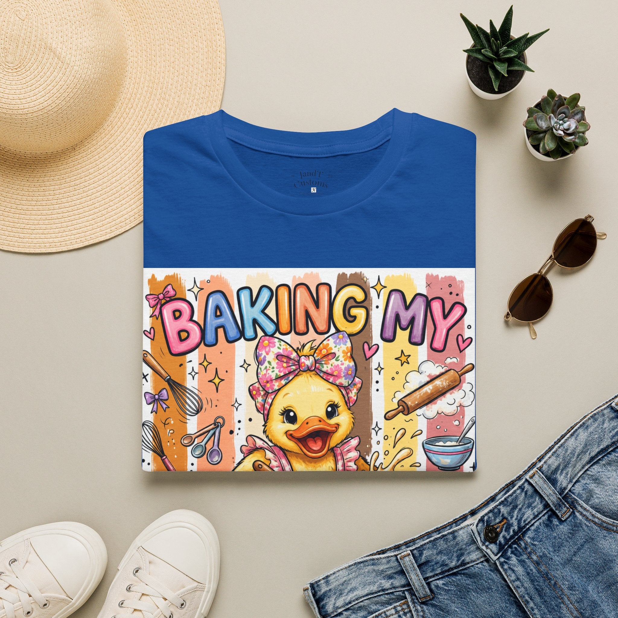 Baking My Feelings Again Cute Duck Baking Graphic Tee