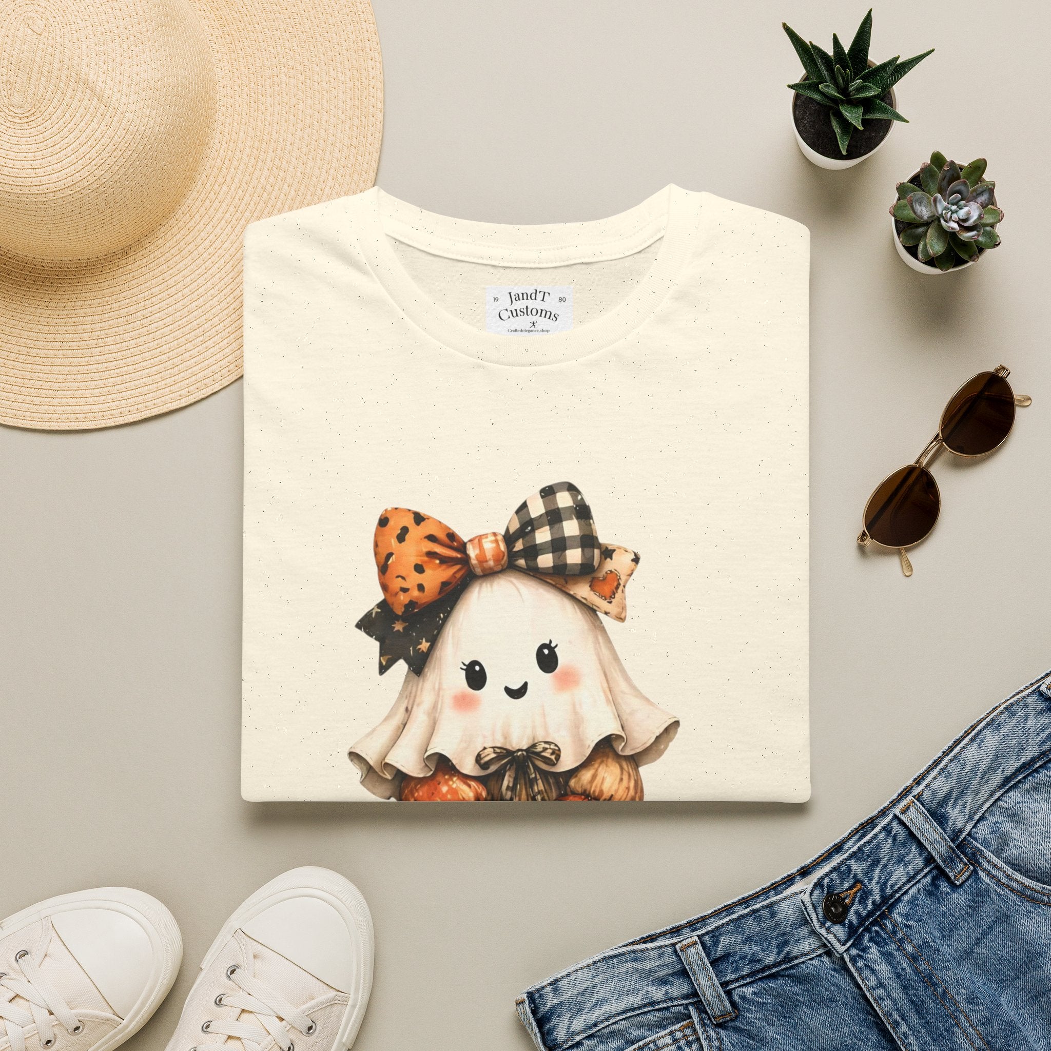 Halloween Ghost Girl T-Shirt — Cute Pumpkin Costume Fall Tee