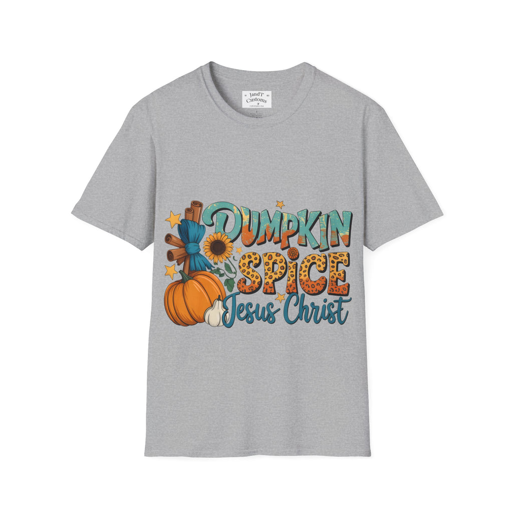 Pumpkin Spice Jesus Christ T-Shirt — Fall Pumpkin & Sunflower Graphic Tee