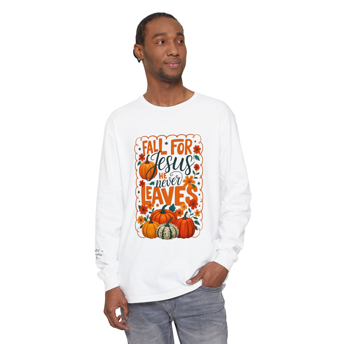 Fall For Jesus Long Sleeve Tee — Pumpkin Autumn Faith Shirt