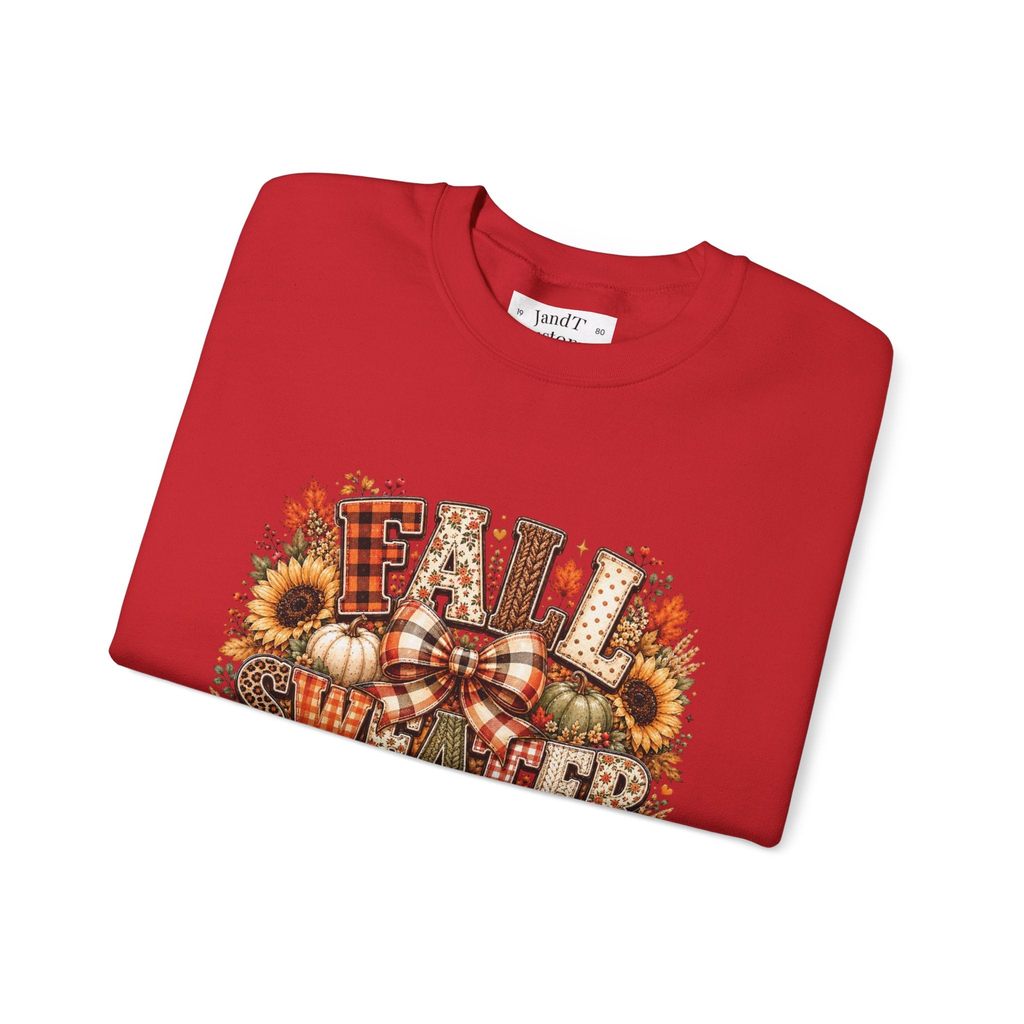 Fall Weather Together Crewneck Sweatshirt — Cozy Autumn Pumpkin & Sunflower Design