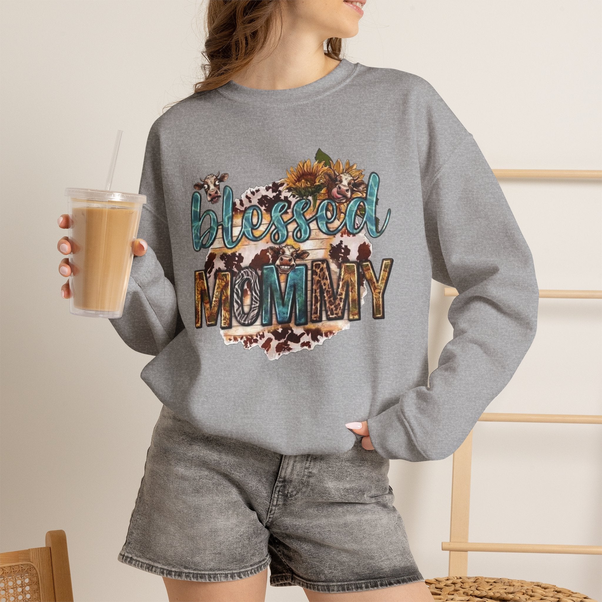 Blessed Mommy Sweatshirt — Floral Leopard Mama Pullover