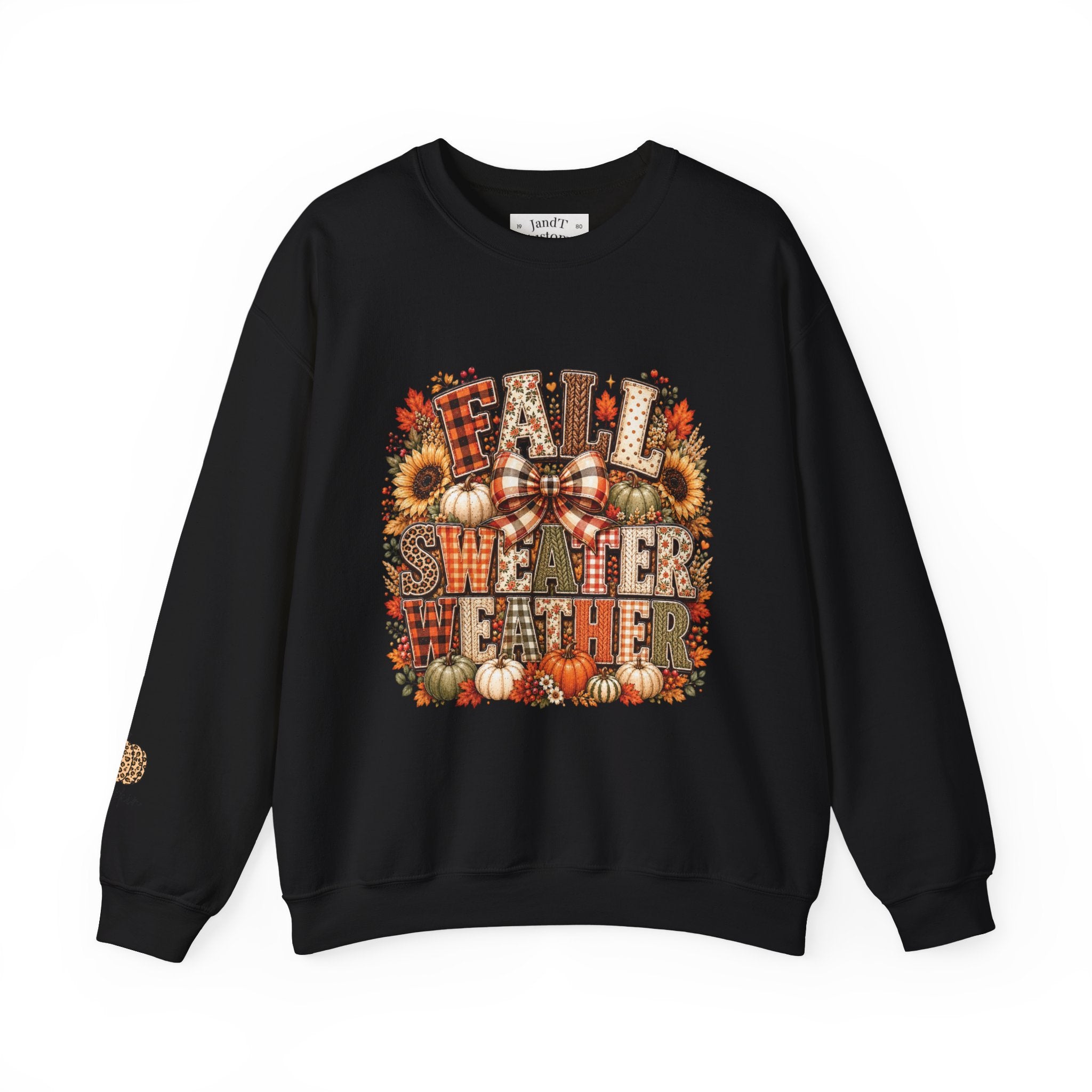 Fall Weather Together Crewneck Sweatshirt — Cozy Autumn Pumpkin & Sunflower Design