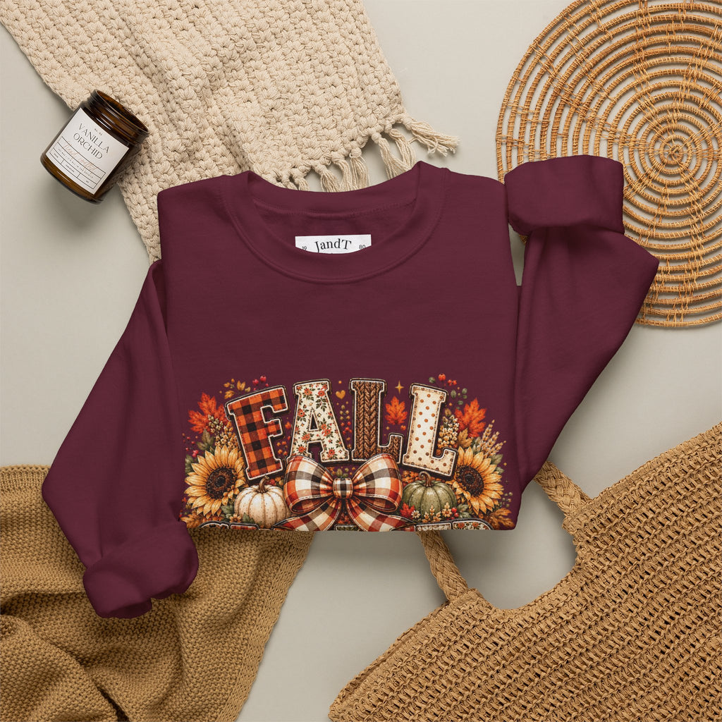 Fall Weather Together Crewneck Sweatshirt — Cozy Autumn Pumpkin & Sunflower Design