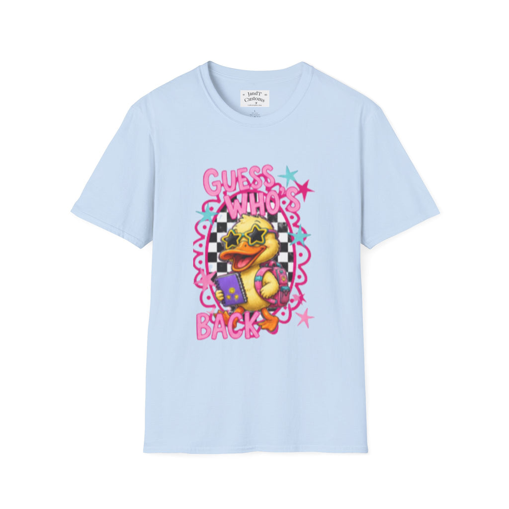 Back to School Duck Graphic T-Shirt — "Guess Who's Back" Retro Pop Cartoon Tee