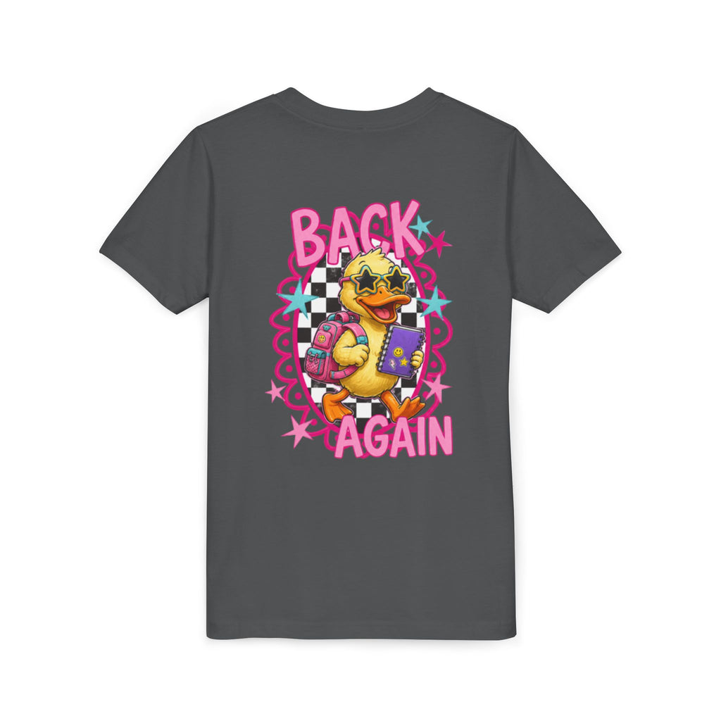 Back to School Youth Tee — "Back Again" Retro Duck Graphic