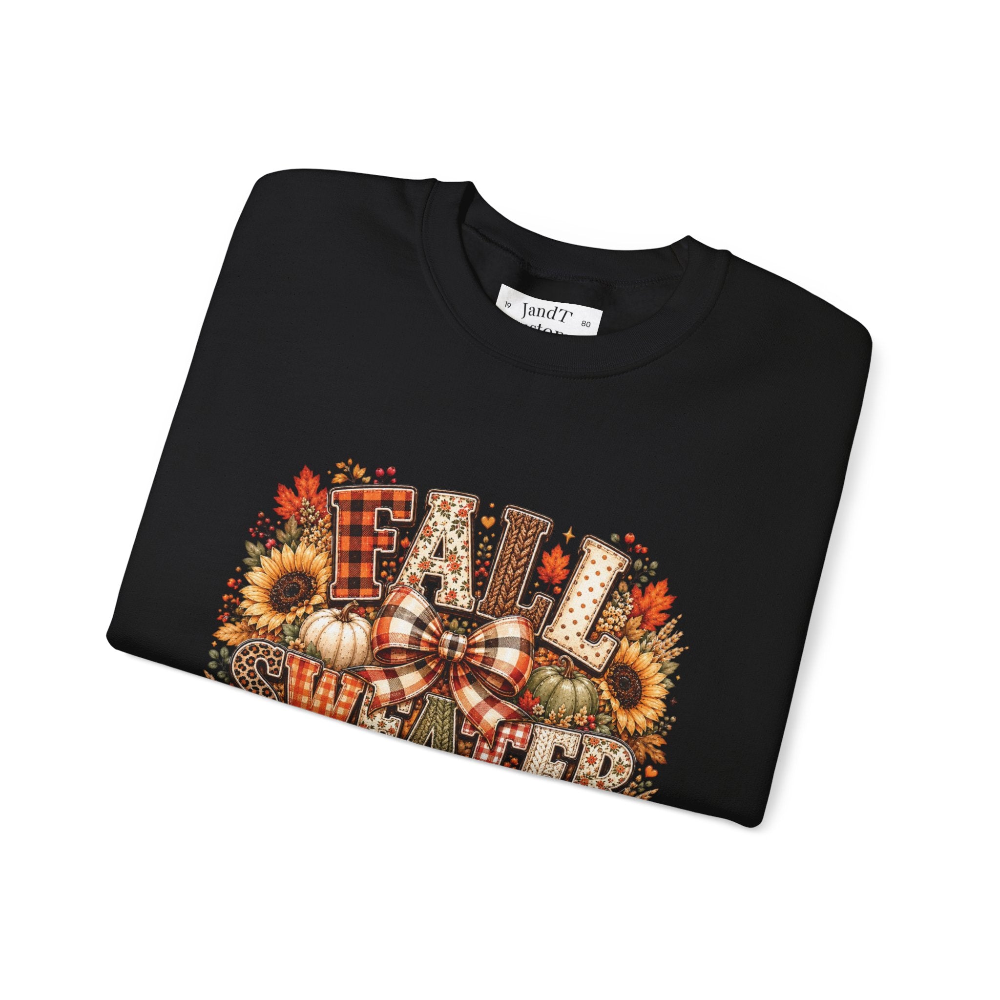 Fall Weather Together Crewneck Sweatshirt — Cozy Autumn Pumpkin & Sunflower Design