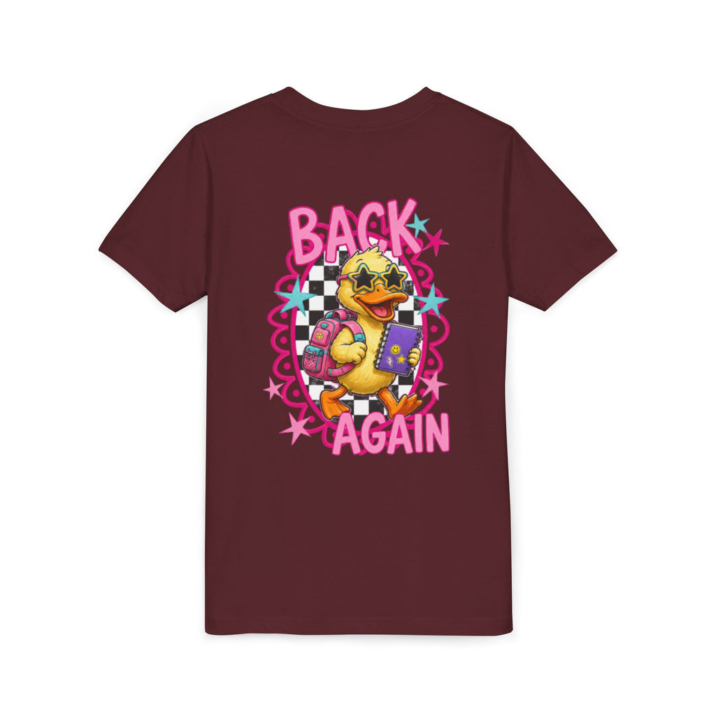 Back to School Youth Tee — "Back Again" Retro Duck Graphic