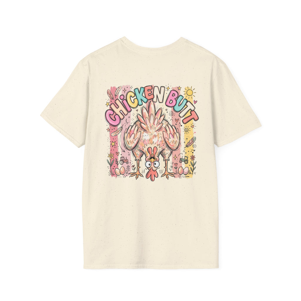 Guess What? Colorful Rooster Graphic T-Shirt — Playful Farm Animal Tee