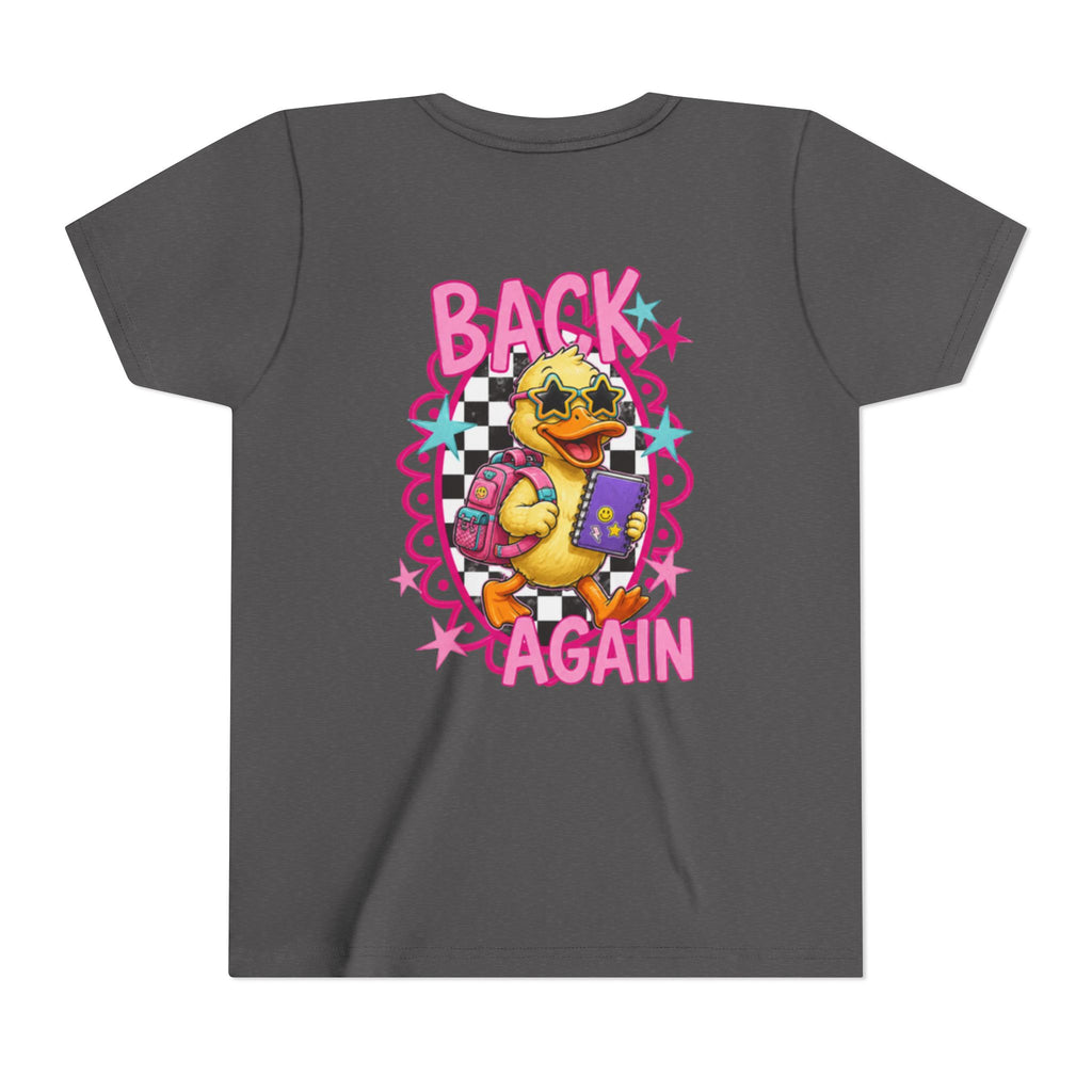 Back to School Youth Tee — "Back Again" Retro Duck Graphic