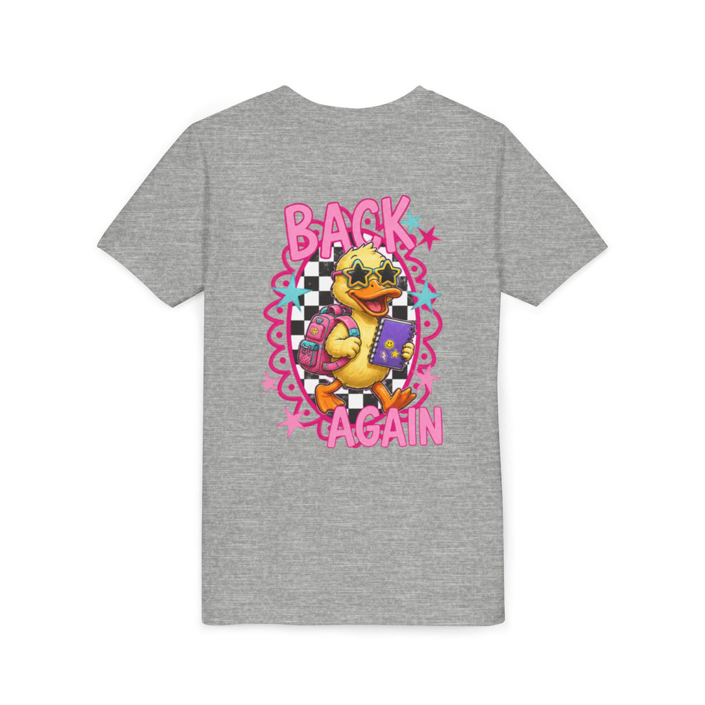 Back to School Youth Tee — "Back Again" Retro Duck Graphic