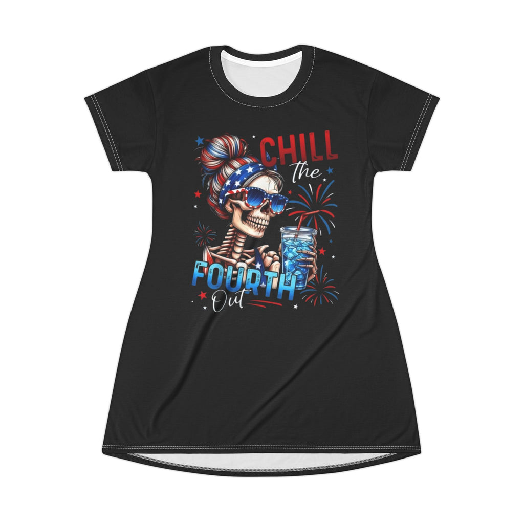 Chill The Fourth Out T-Shirt Dress (AOP)