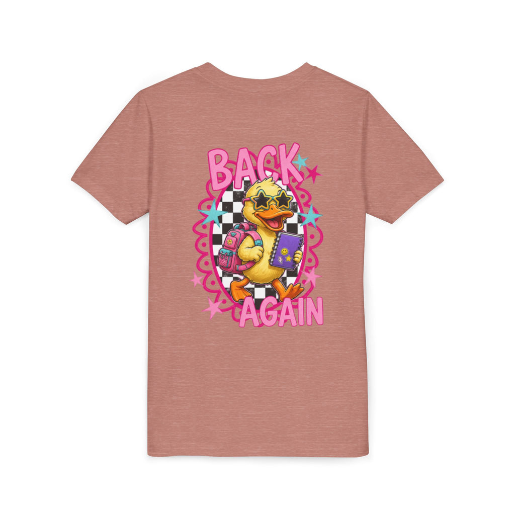 Back to School Youth Tee — "Back Again" Retro Duck Graphic