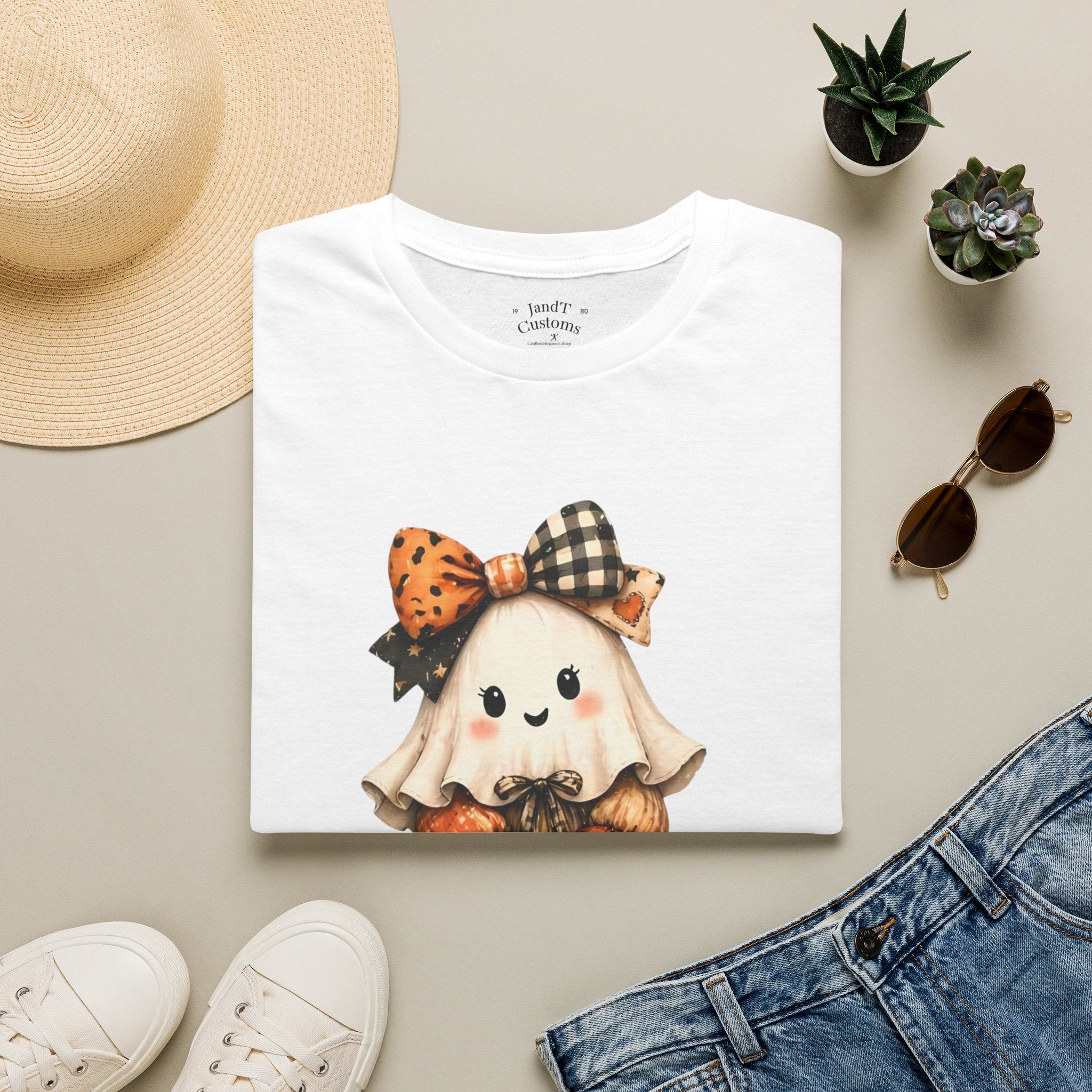 Halloween Ghost Girl T-Shirt — Cute Pumpkin Costume Fall Tee