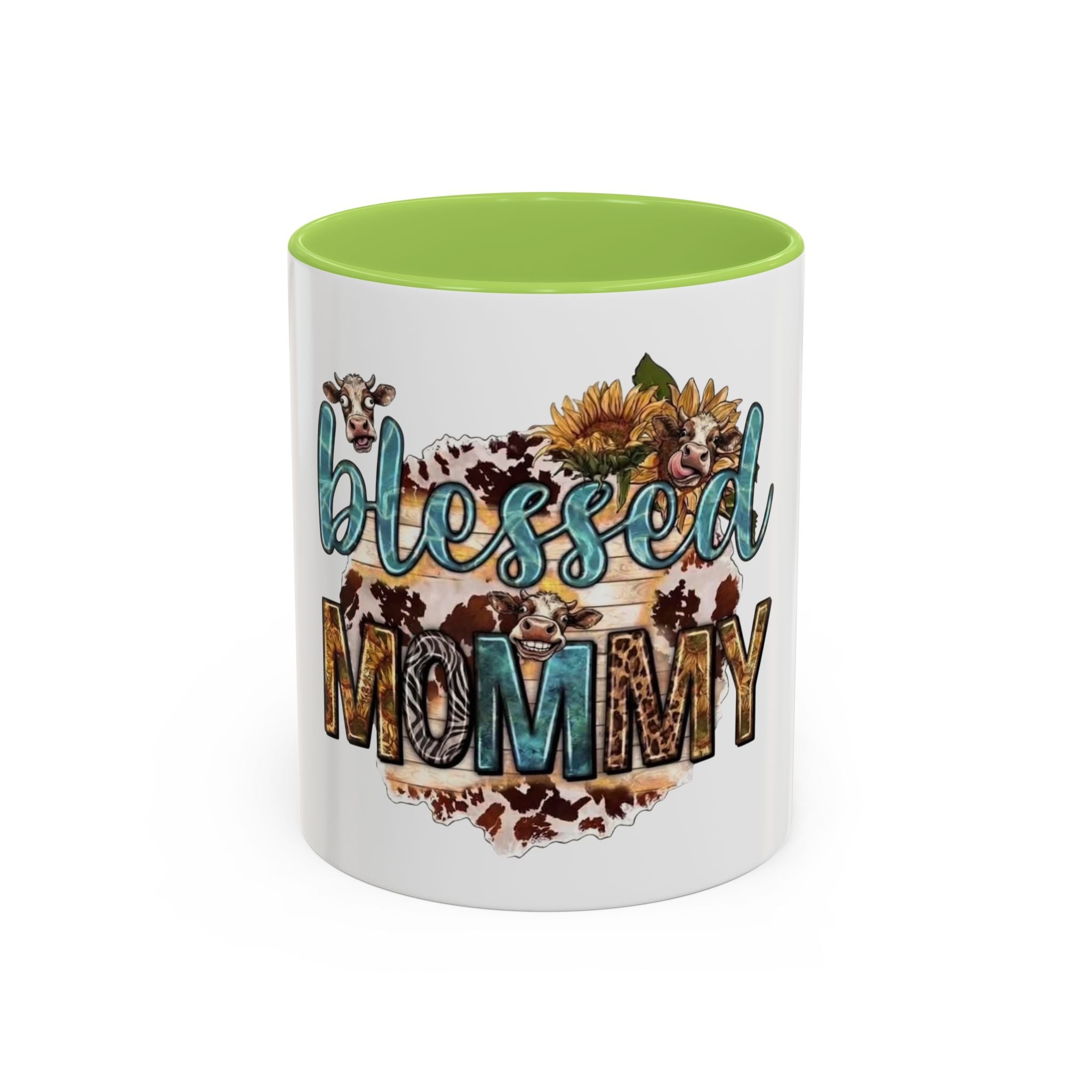Blessed Mommy Accent Coffee Mug — Floral Sunflower Rustic 'Blessed Mommy' Tea & Coffee Cup (11oz, 15oz)