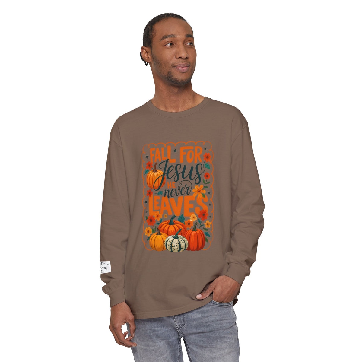 Fall For Jesus Long Sleeve Tee — Pumpkin Autumn Faith Shirt